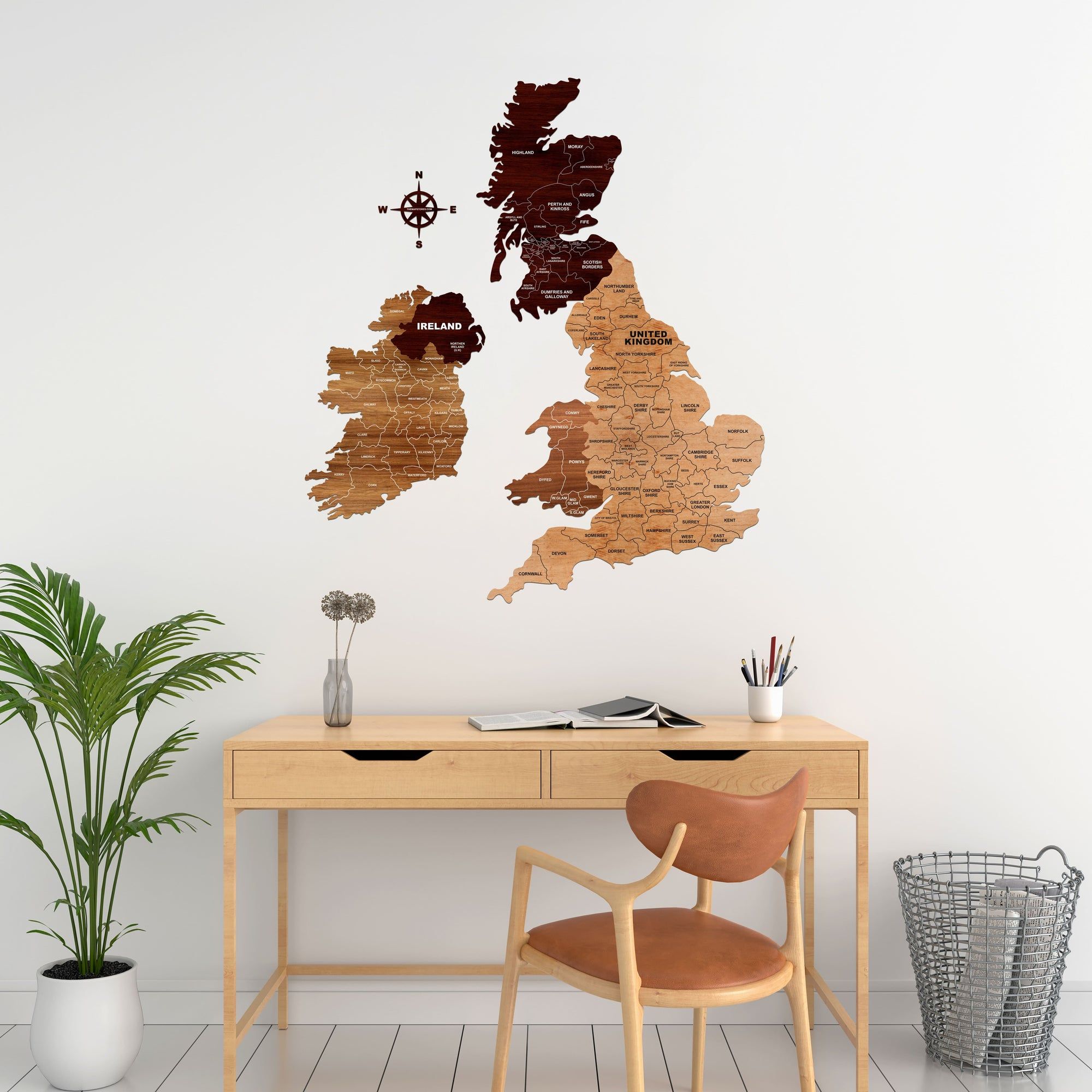 Wooden Texture United Kingdom Map for Wall | Rustic Wooden Map Décor | Sold by FlexTrade  _3