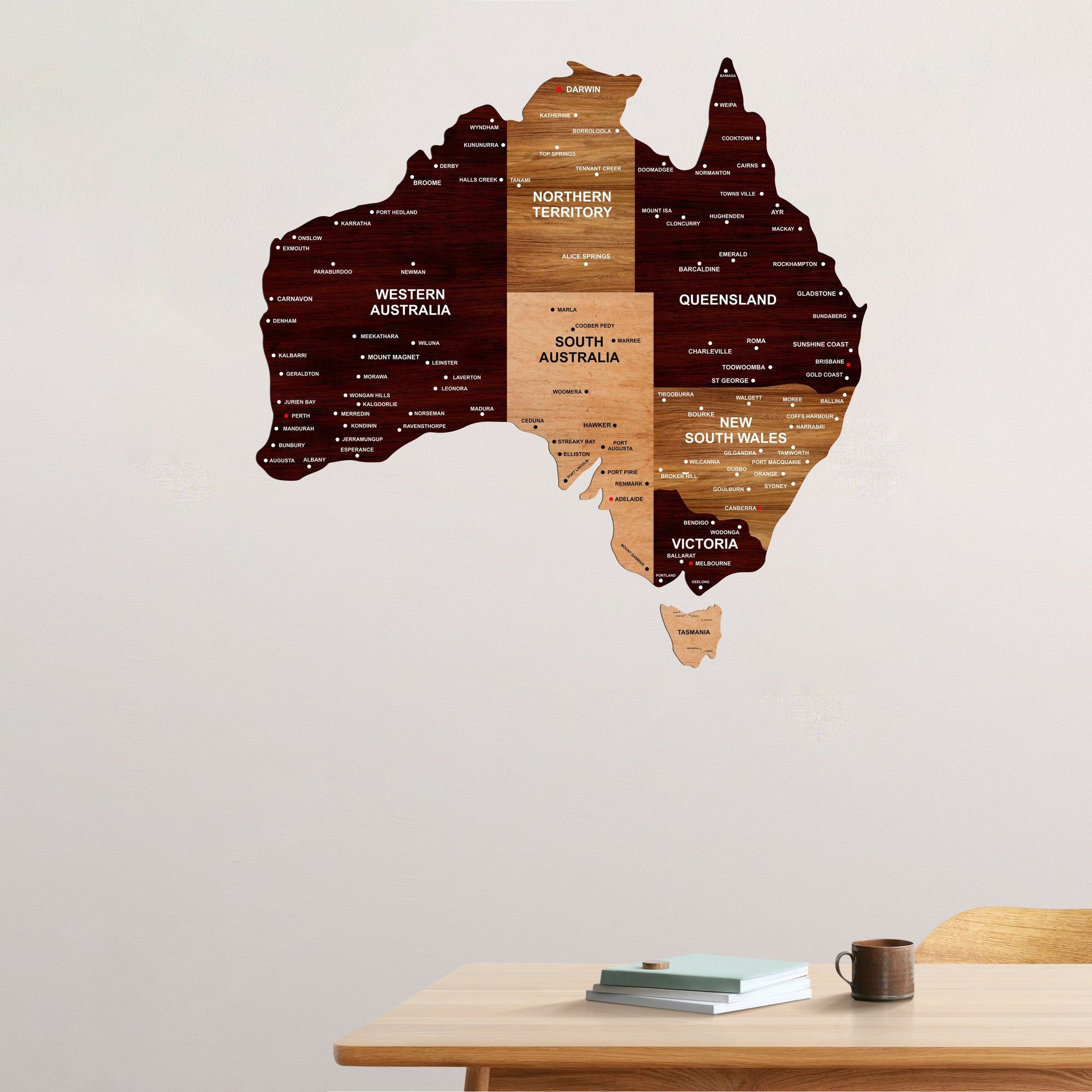 Wooden Texture Australia Map for Wall | Premium Wooden Map Décor | Sold by FlexTrade  _0