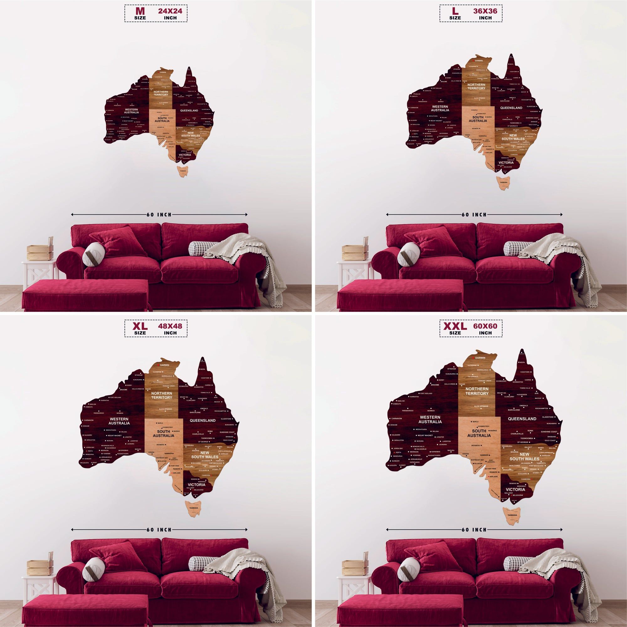 Wooden Texture Australia Map for Wall | Premium Wooden Map Décor | Sold by FlexTrade  _5