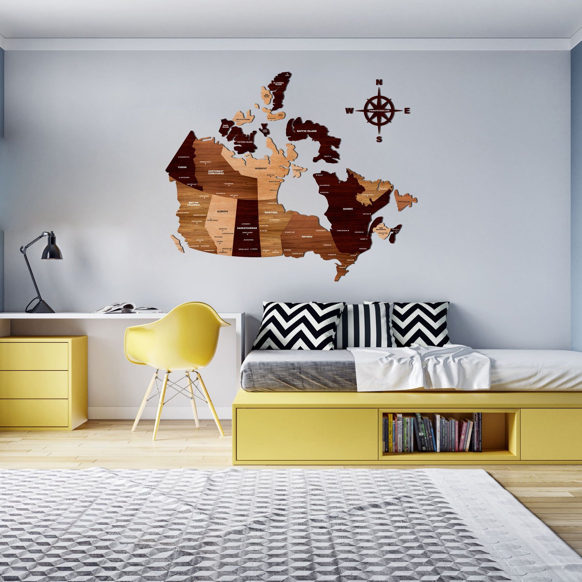  Wooden Texture Canada Map for Wall | Premium Rustic Wooden Map Décor | Sold by FlexTrade  _9