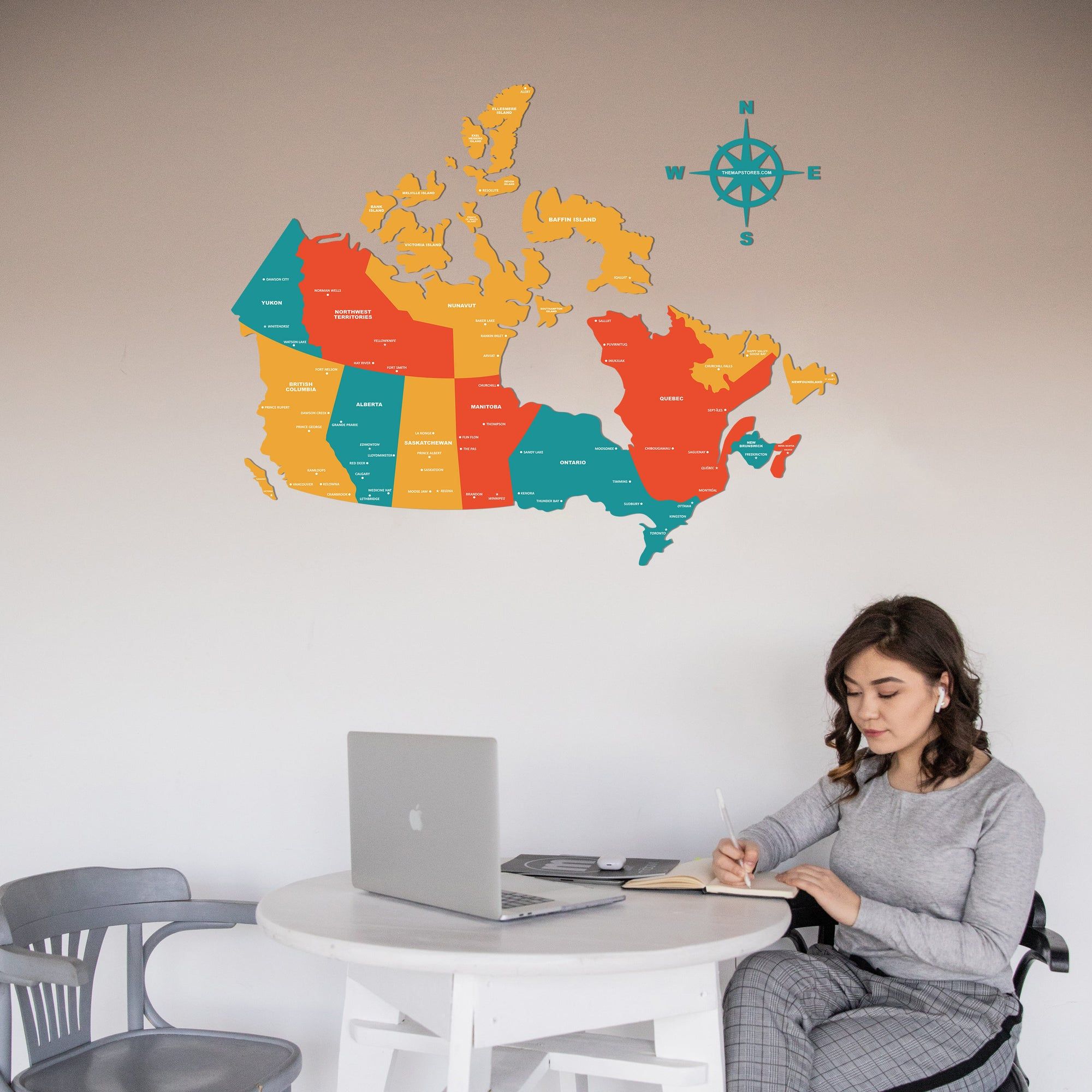  Wooden Texture Canada Map for Wall | Premium Rustic Wooden Map Décor | Sold by FlexTrade  _12