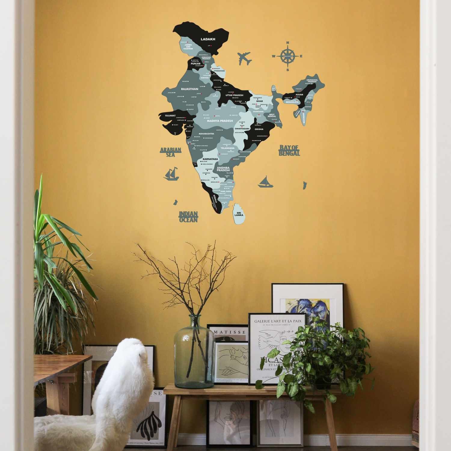 Wooden Texture India Map for Wall | Premium Rustic Wooden Map Décor | Sold by FlexTrade  _28