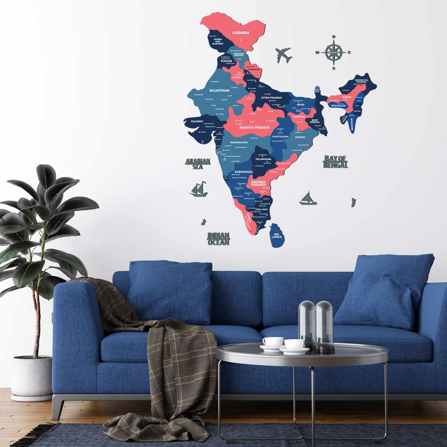 Wooden Texture India Map for Wall | Premium Rustic Wooden Map Décor | Sold by FlexTrade  _30