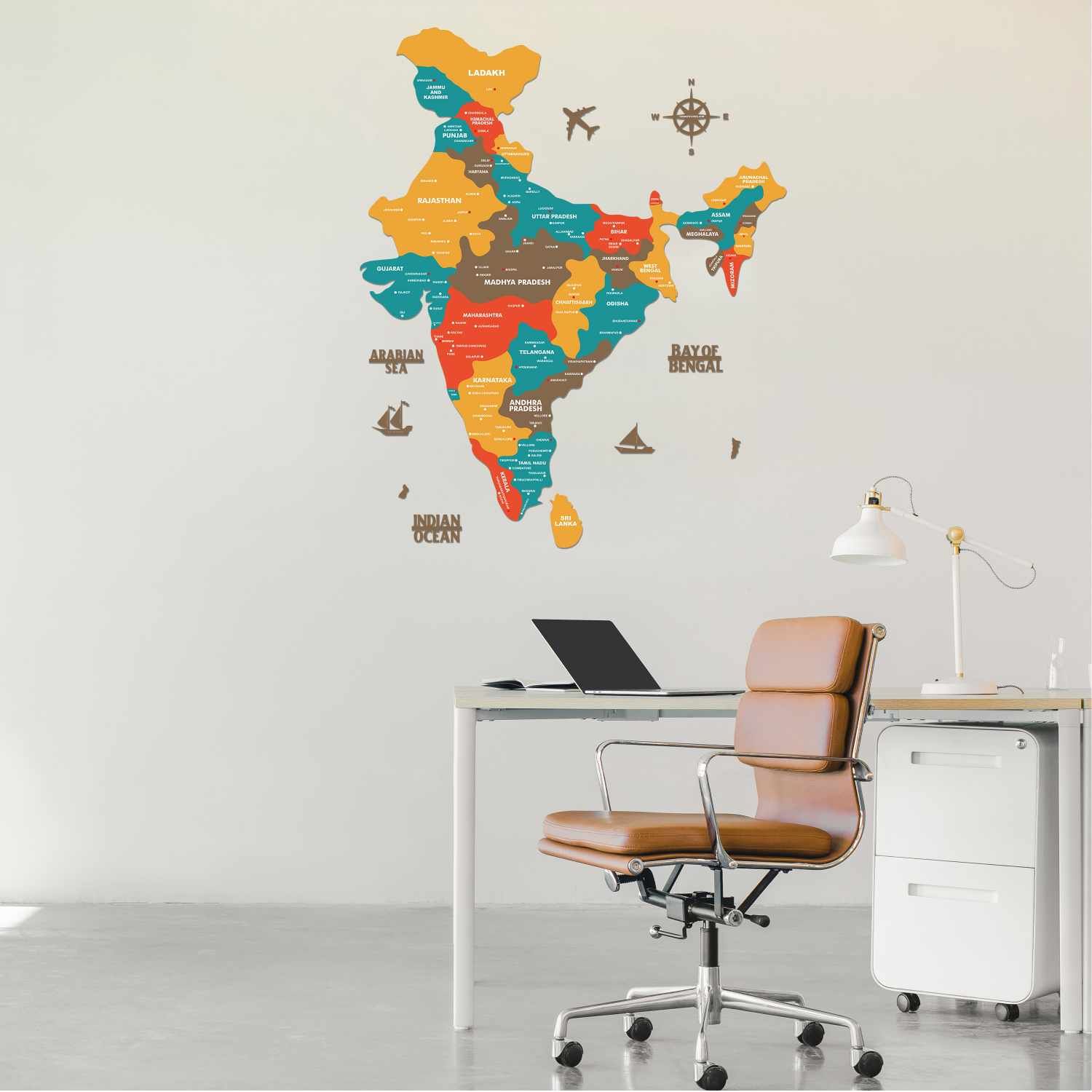 Wooden Texture India Map for Wall | Premium Rustic Wooden Map Décor | Sold by FlexTrade  _7