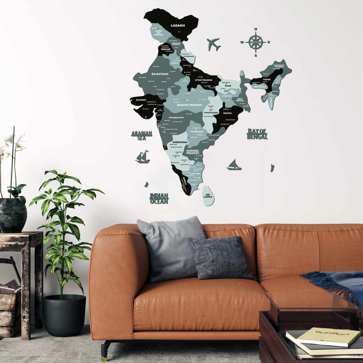 Wooden Texture India Map for Wall | Premium Rustic Wooden Map Décor | Sold by FlexTrade  _9