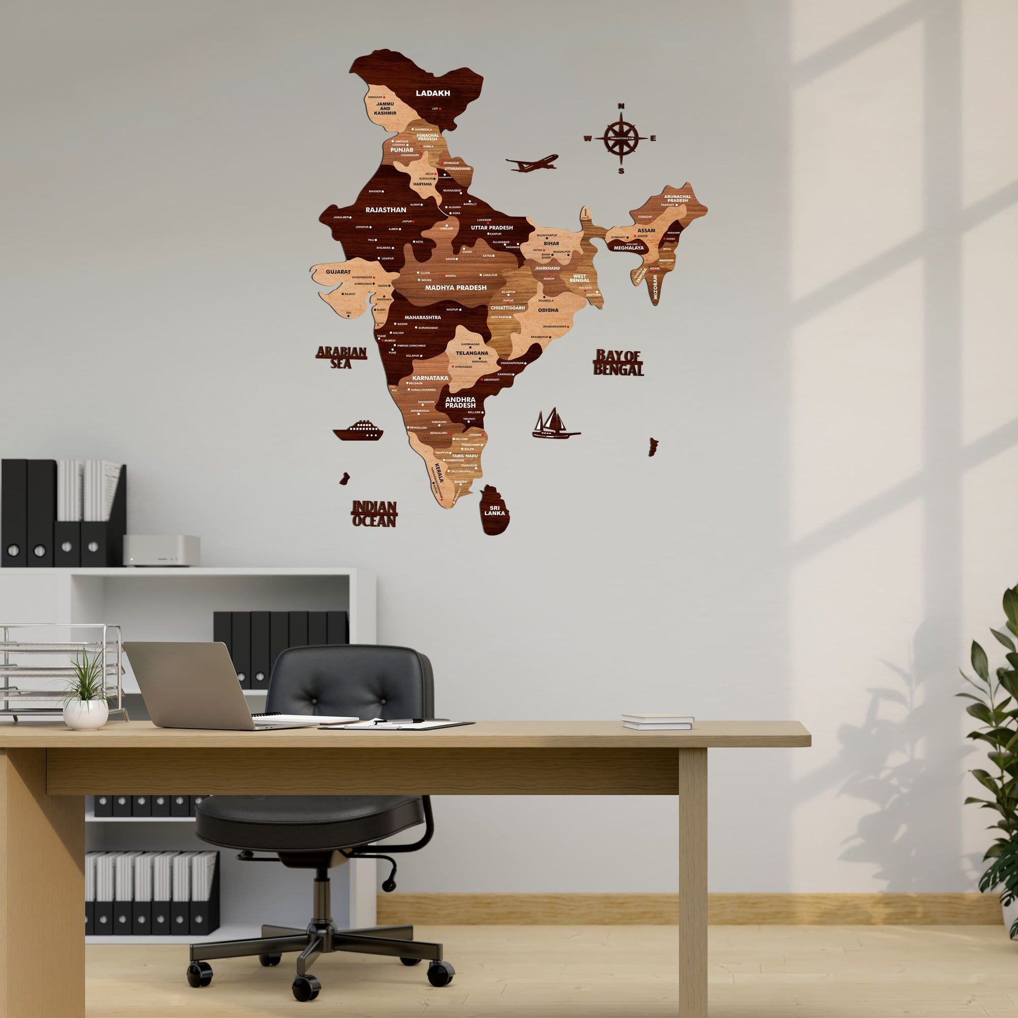 Wooden Texture India Map for Wall | Premium Rustic Wooden Map Décor | Sold by FlexTrade  _1