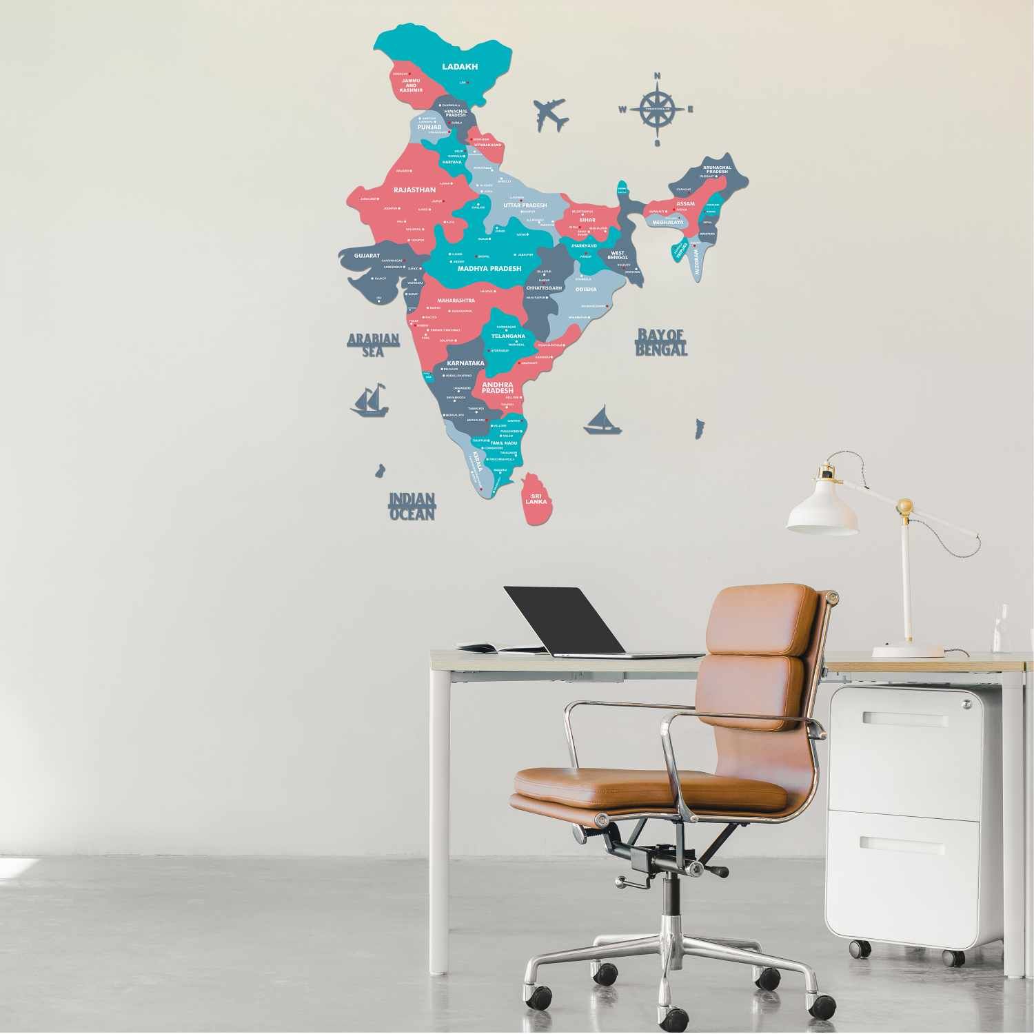 Wooden Texture India Map for Wall | Premium Rustic Wooden Map Décor | Sold by FlexTrade  _17