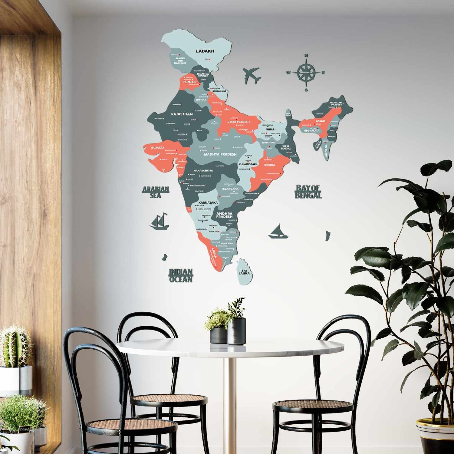 Wooden Texture India Map for Wall | Premium Rustic Wooden Map Décor | Sold by FlexTrade  _13