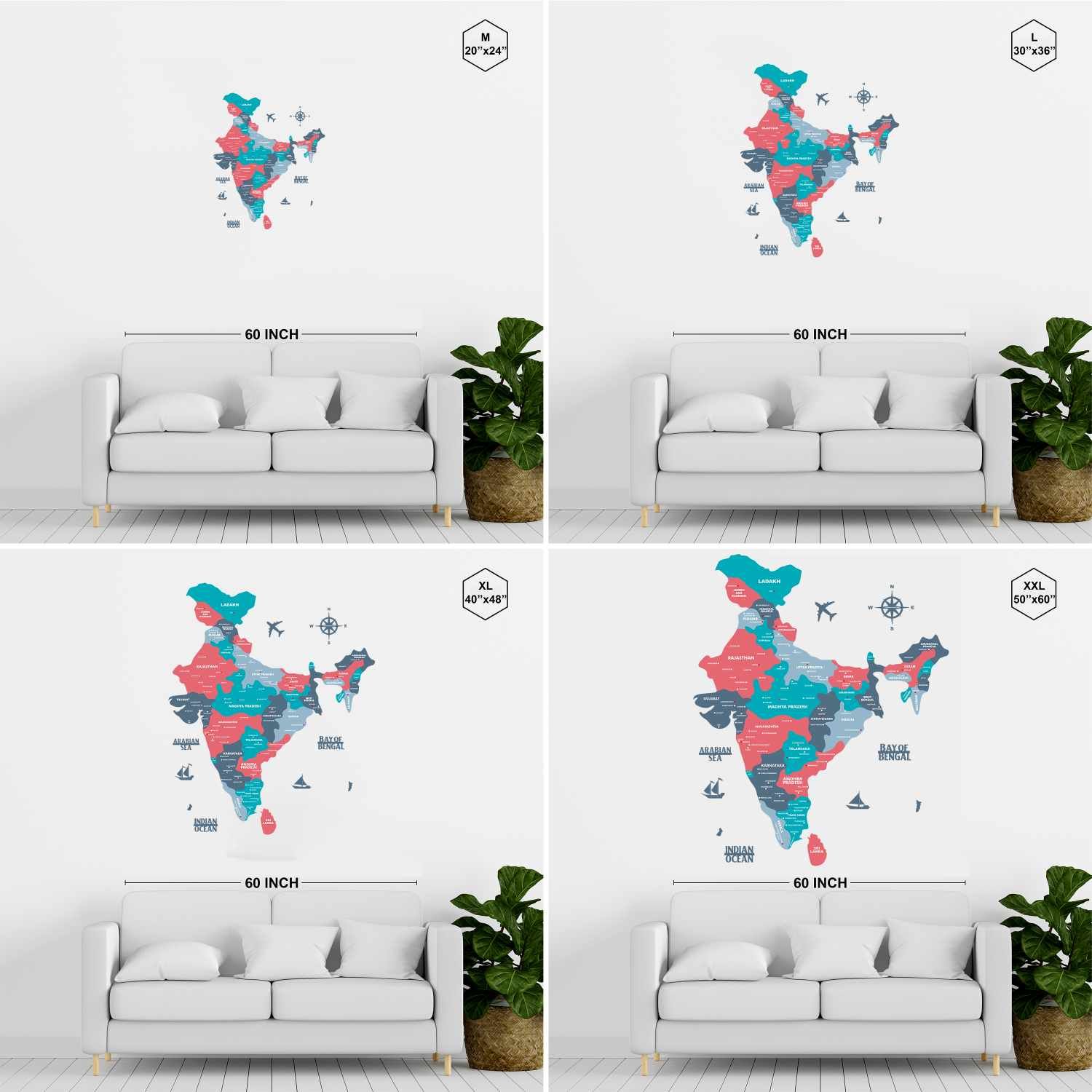 Wooden Texture India Map for Wall | Premium Rustic Wooden Map Décor | Sold by FlexTrade  _21