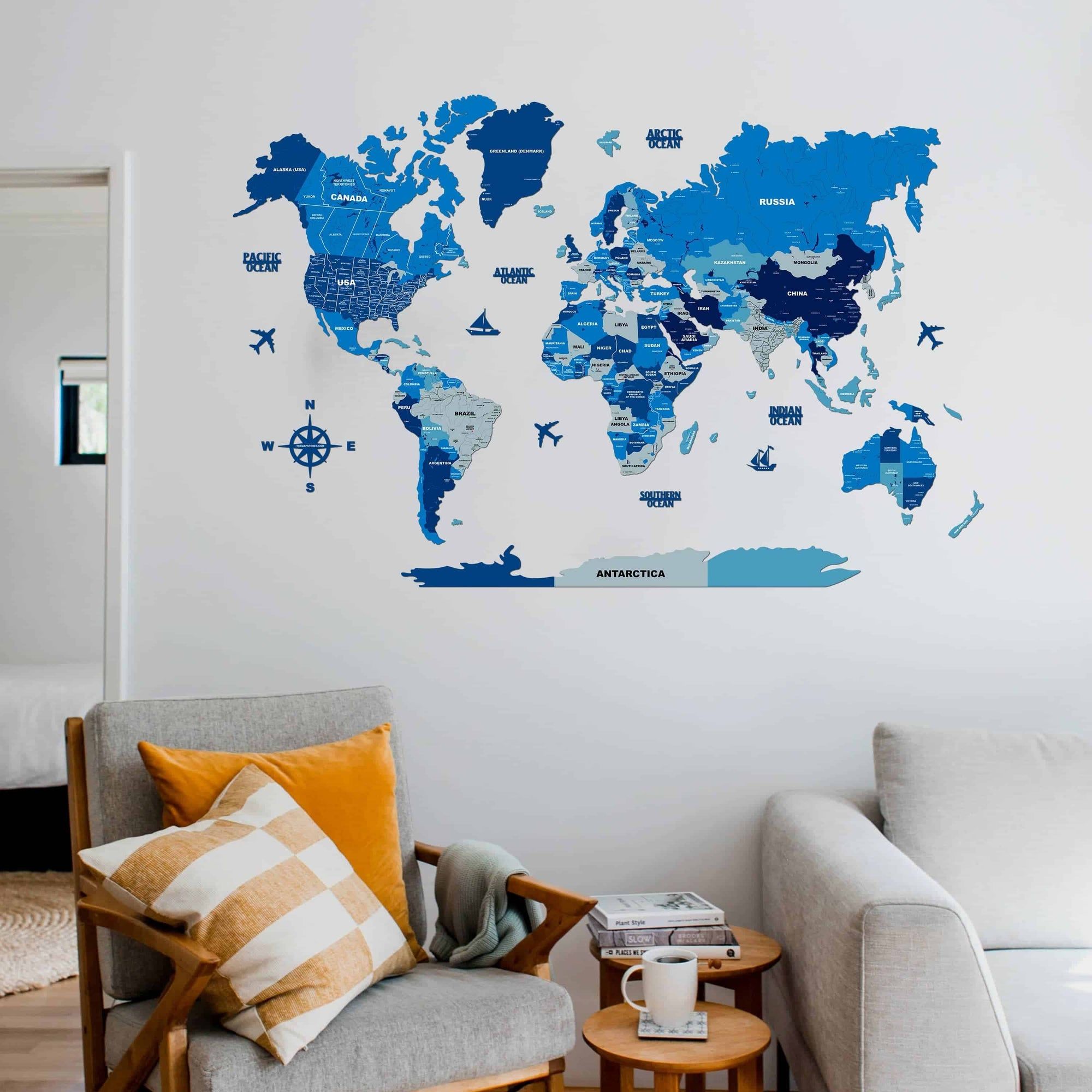 3D Pine Wooden World Map for Wall | Premium Wooden World Map Décor | Sold by FlexTrade  _17