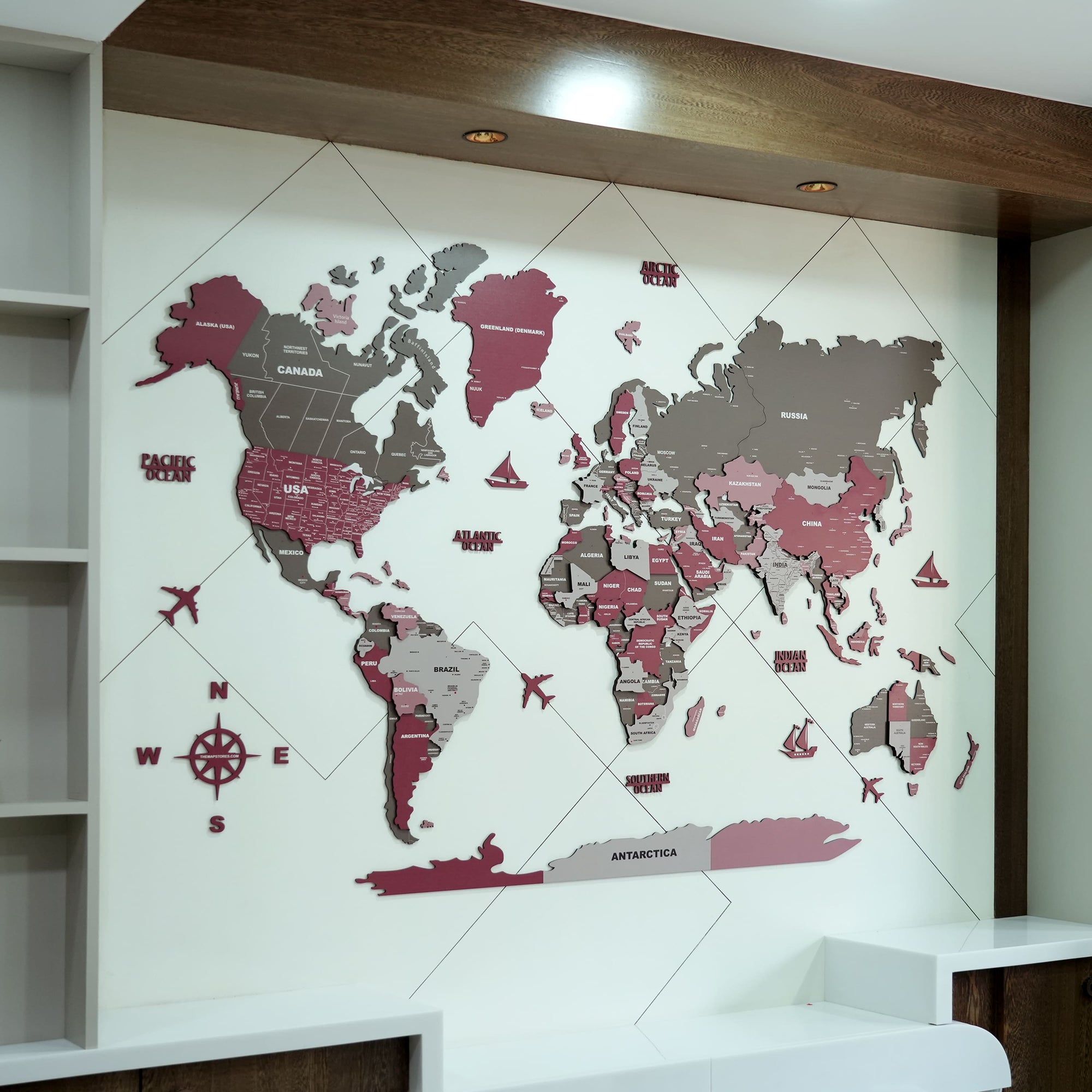 3D Pine Wooden World Map for Wall | Premium Wooden World Map Décor | Sold by FlexTrade  _19