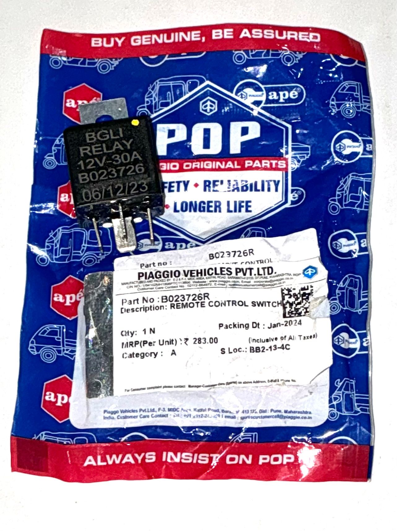 REMOTE CONTROL SWITCH B023726R_0