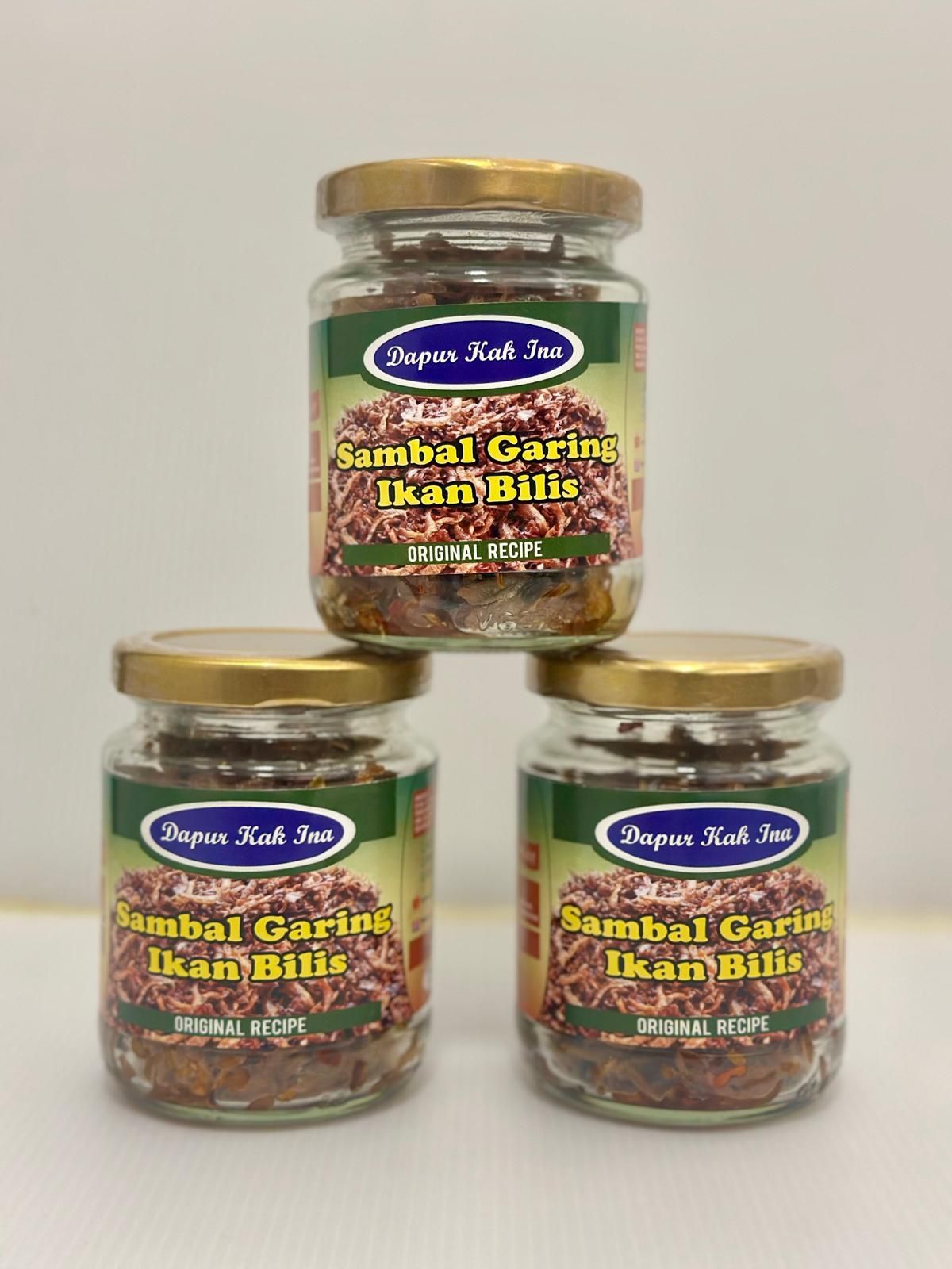 Dapur Kak Ina Fried Chilli Anchovies (Sambal Garing Ikan Bilis) 80Gm (Bundle 3 Bottles)_0