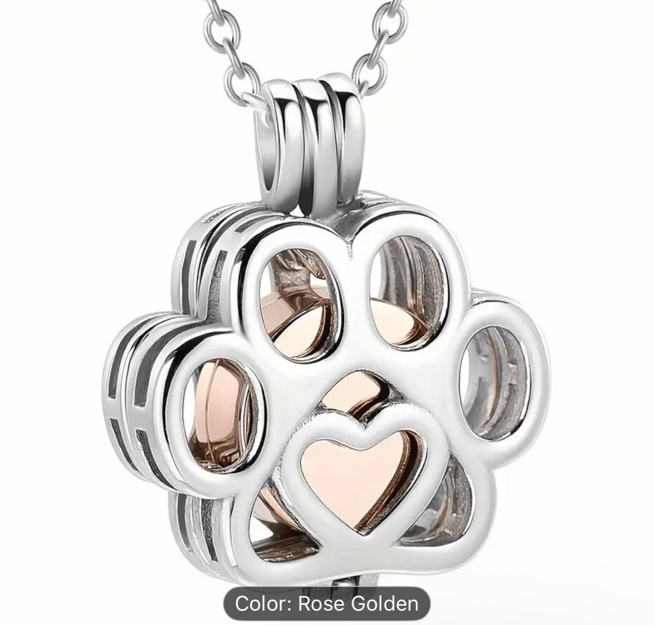  Stainless Steel Paw Print Cremation Jewelry - Mini Keepsake Locket Necklace_0
