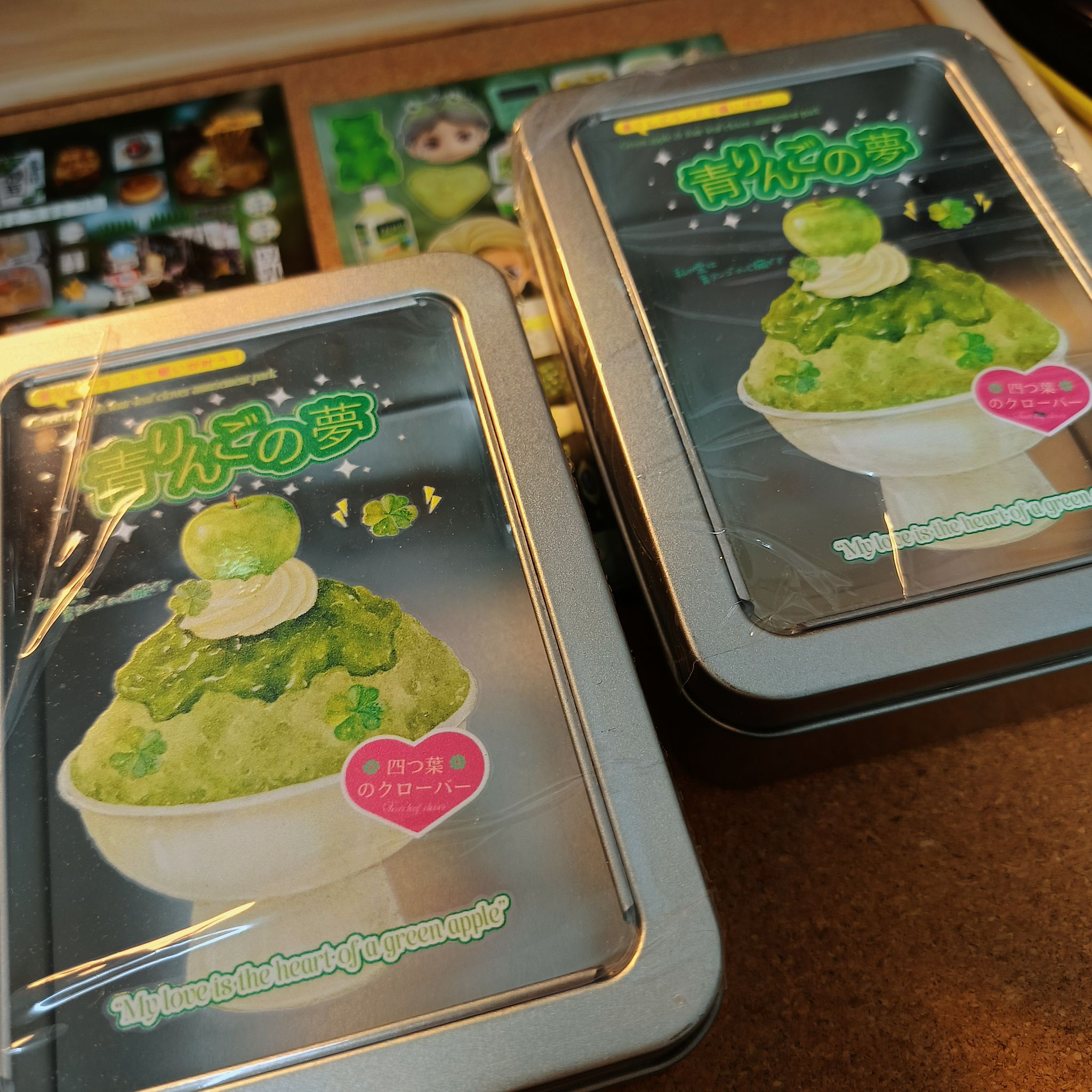 Dreamy Green Apple Smoothie Tin Box Original Design - 青苹果冰沙之梦银色原创开窗收纳铁盒_0