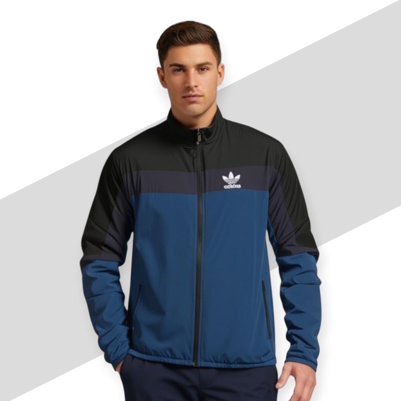 Adidas  High Copy Wincheater for Men Black & Dark Blue _0