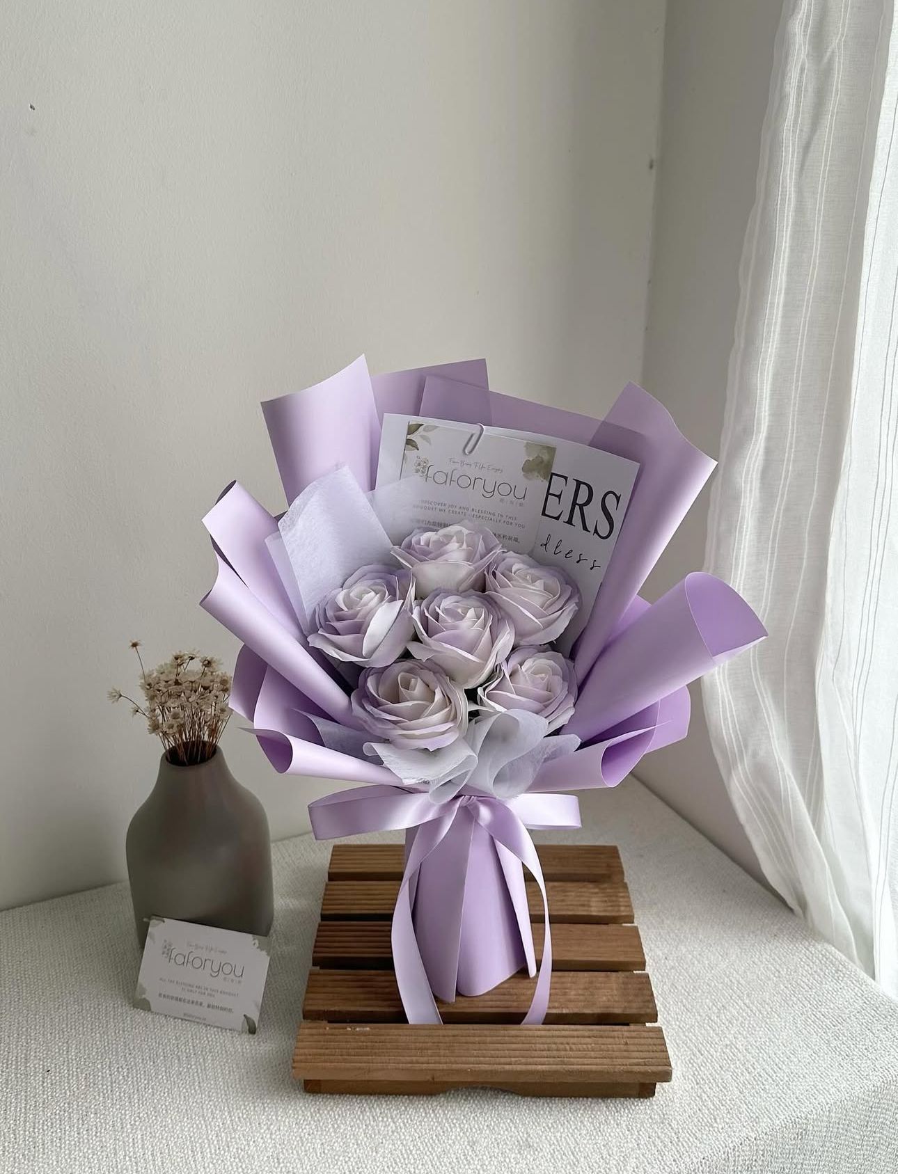 6 Stalk Soap Rose Bouquet  _0