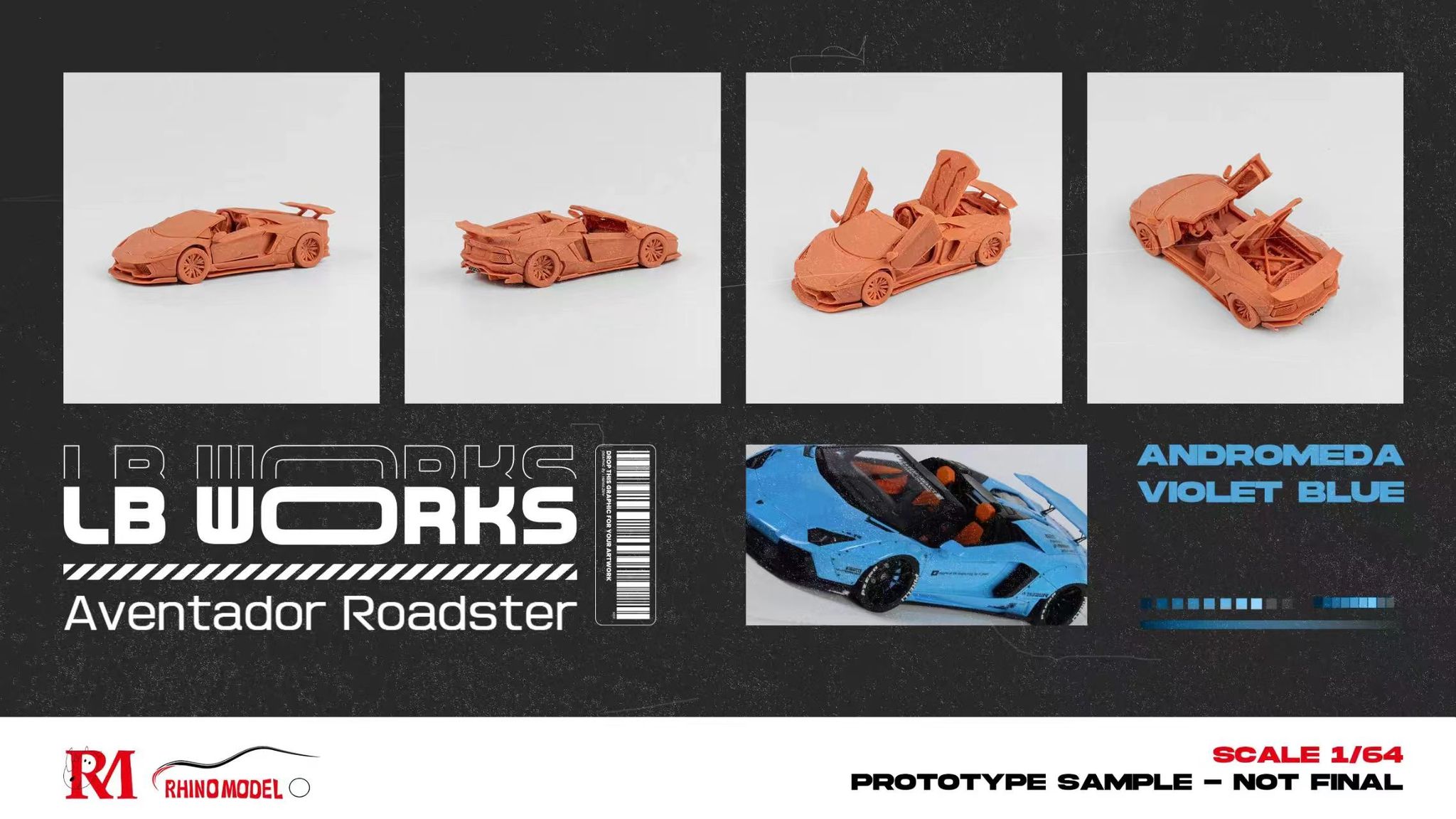 RHINO MODEL 1/64 LAMBORGHINI AVENTADOR ROADSTER LP700 LBWK_11