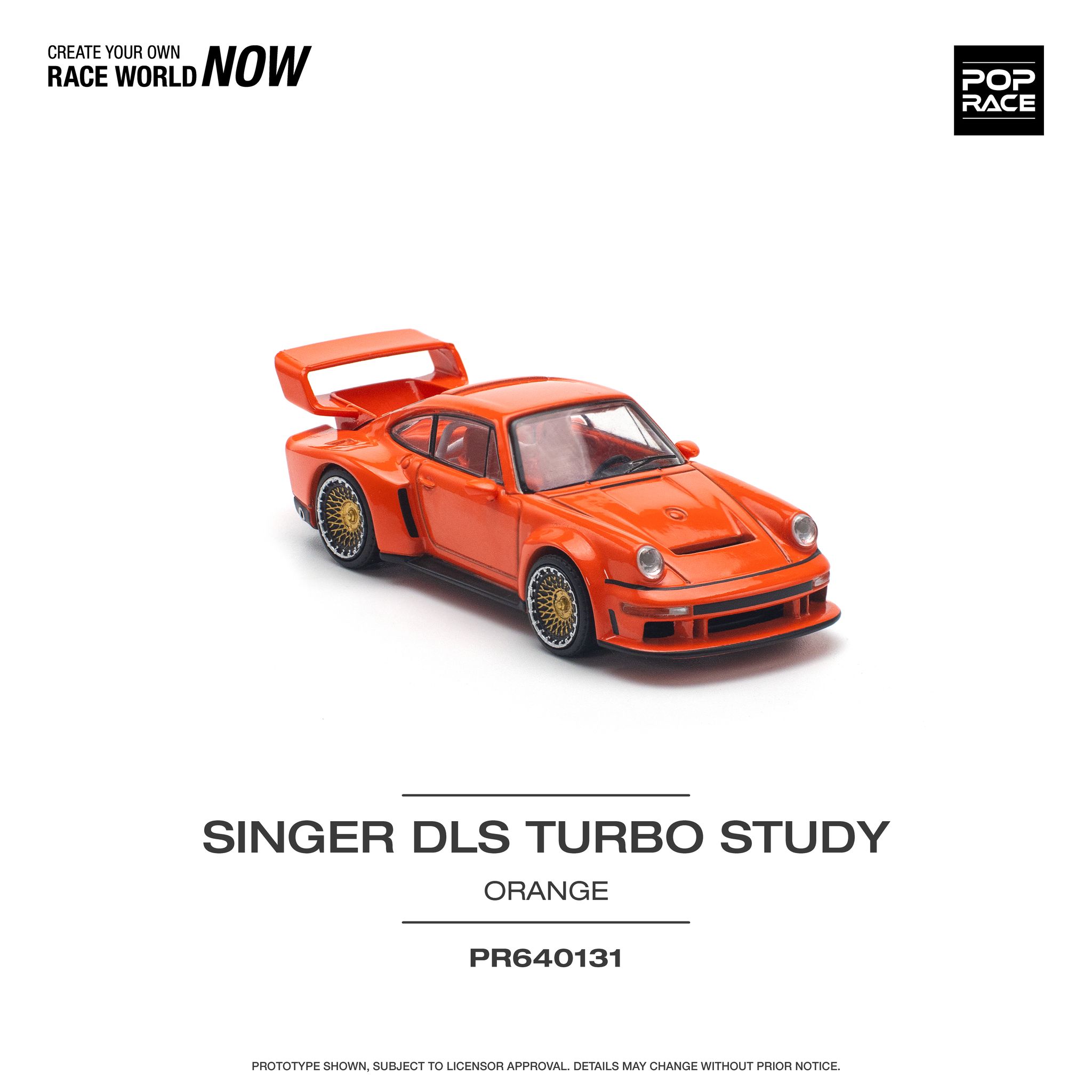 POP RACE MODEL 1/64 PORSCHE SINGER DLS TURBO (TRACK) - ORANGE_2