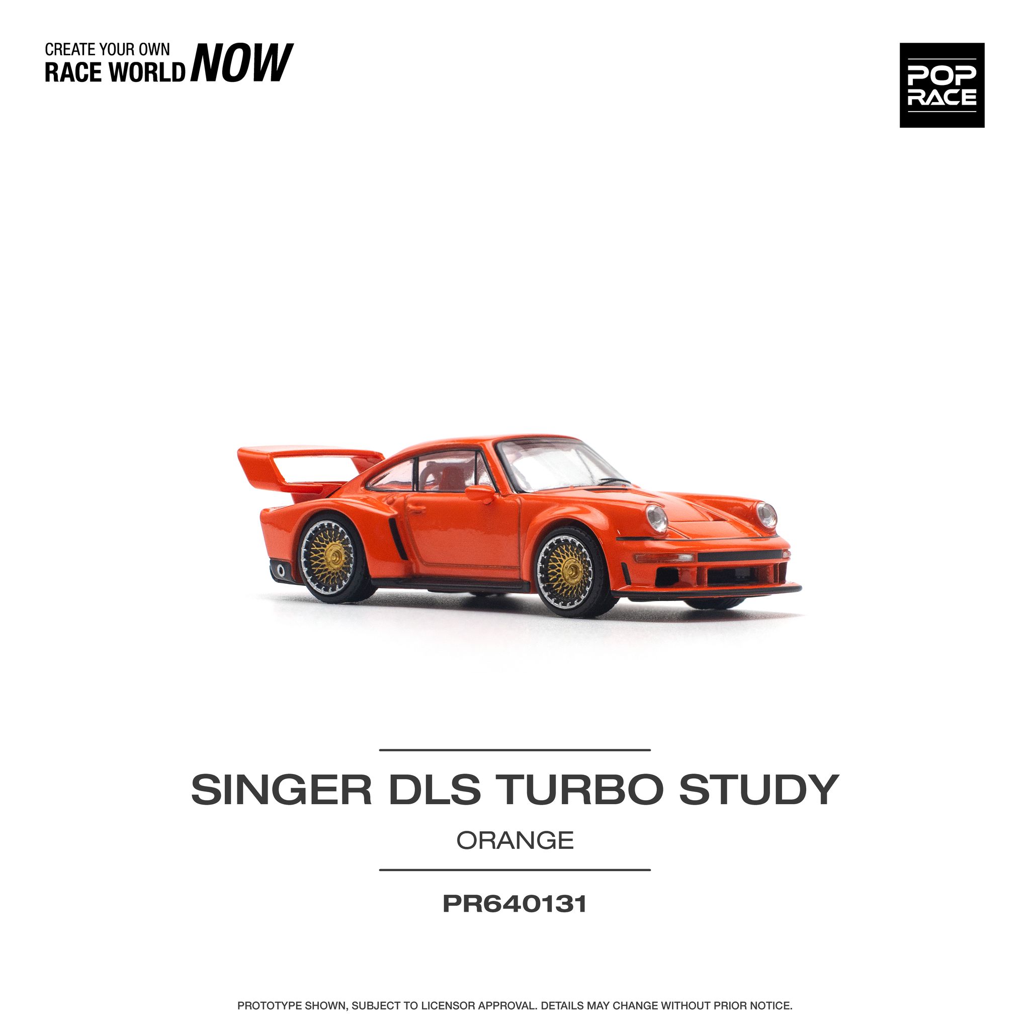 POP RACE MODEL 1/64 PORSCHE SINGER DLS TURBO (TRACK) - ORANGE_3