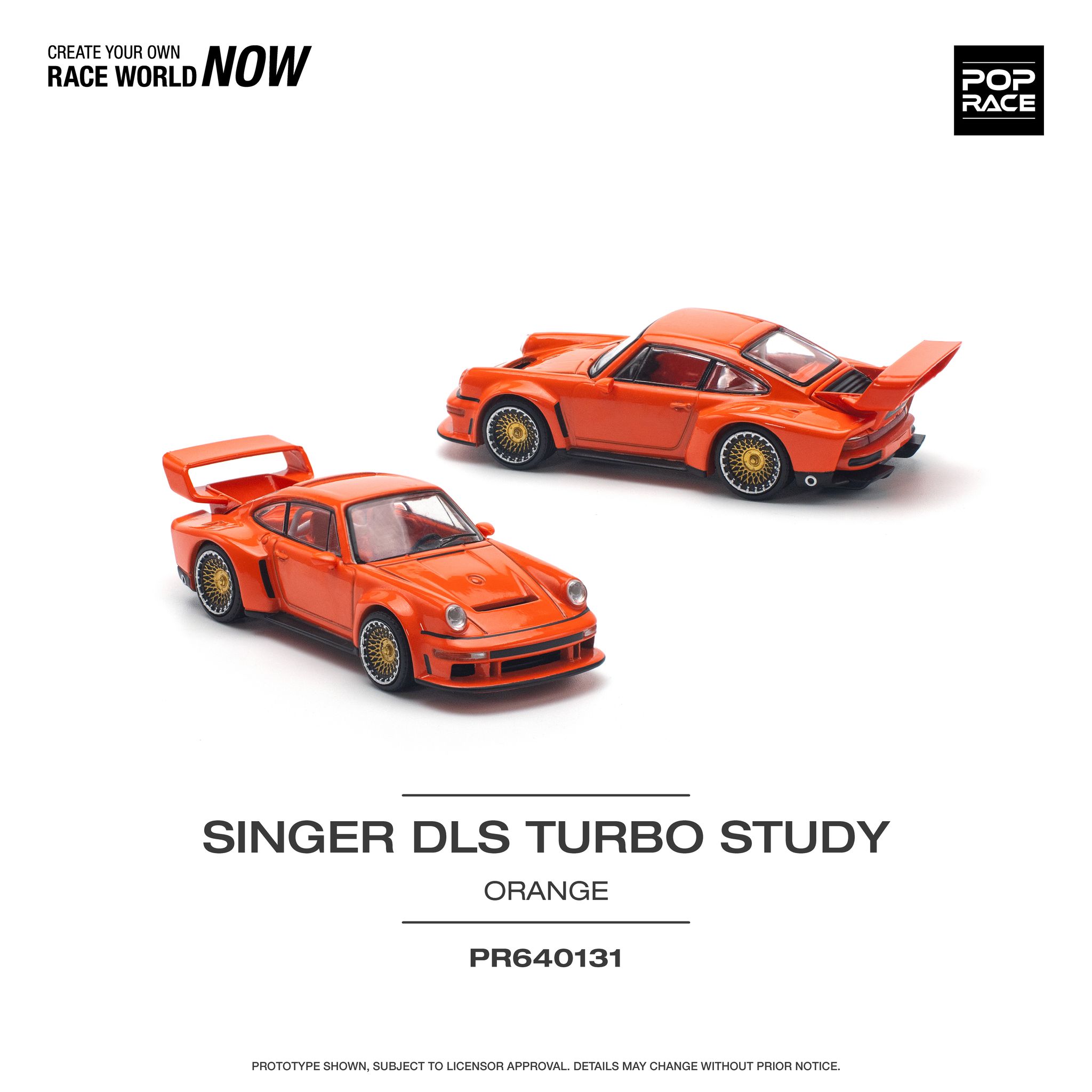 POP RACE MODEL 1/64 PORSCHE SINGER DLS TURBO (TRACK) - ORANGE_0