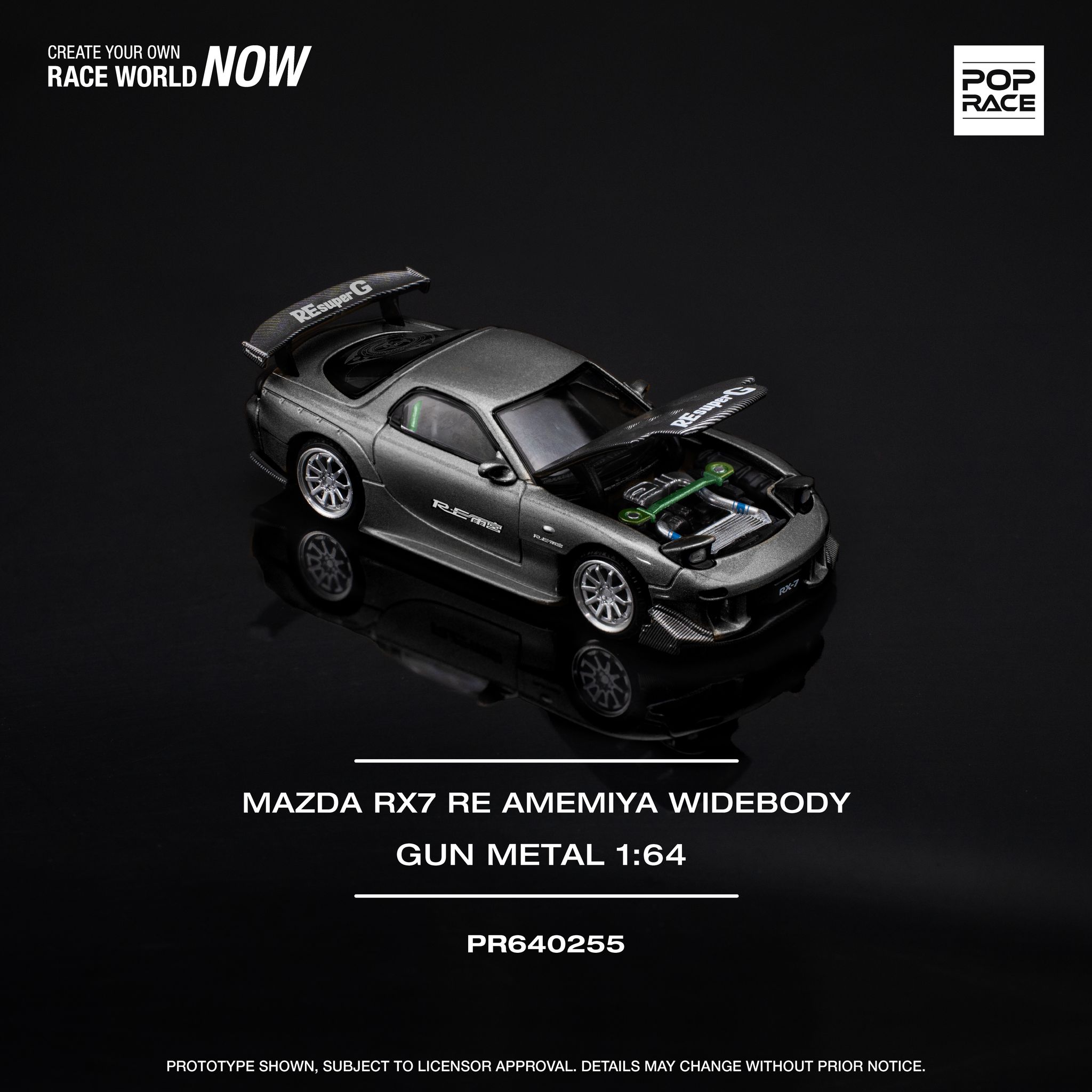 POP RACE MODEL 1/64 MAZDA RX7 RE-AMEMIYA - GUN METAL_0