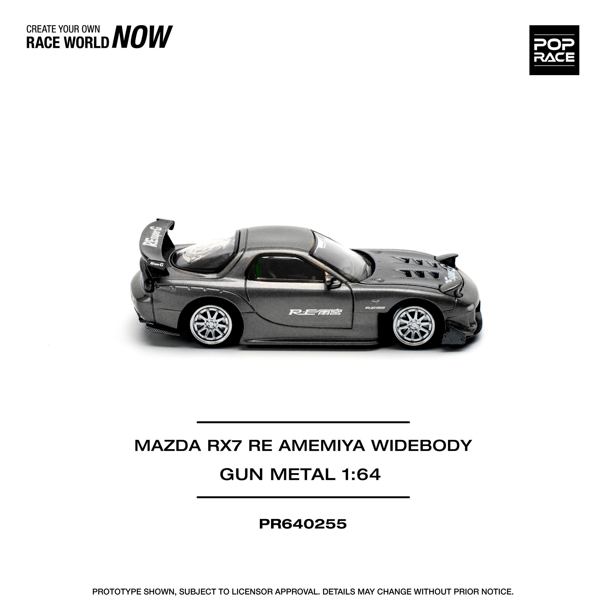 POP RACE MODEL 1/64 MAZDA RX7 RE-AMEMIYA - GUN METAL_4