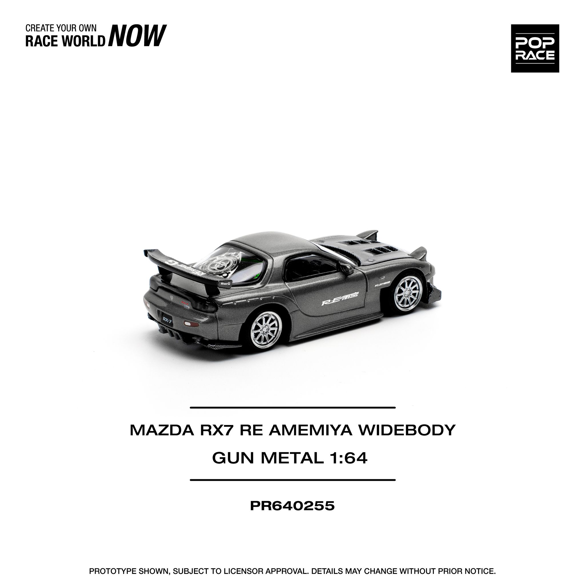 POP RACE MODEL 1/64 MAZDA RX7 RE-AMEMIYA - GUN METAL_9