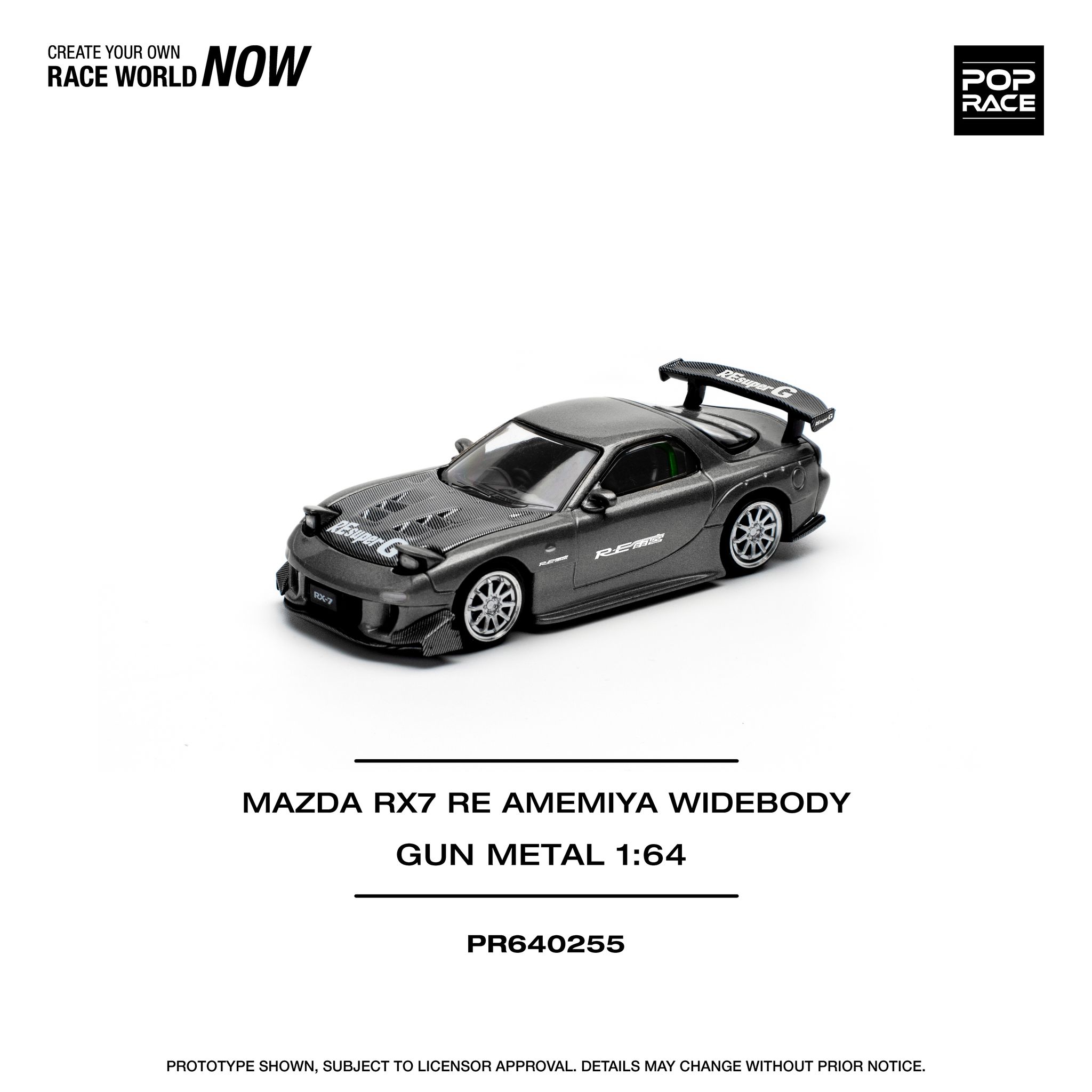 POP RACE MODEL 1/64 MAZDA RX7 RE-AMEMIYA - GUN METAL_8