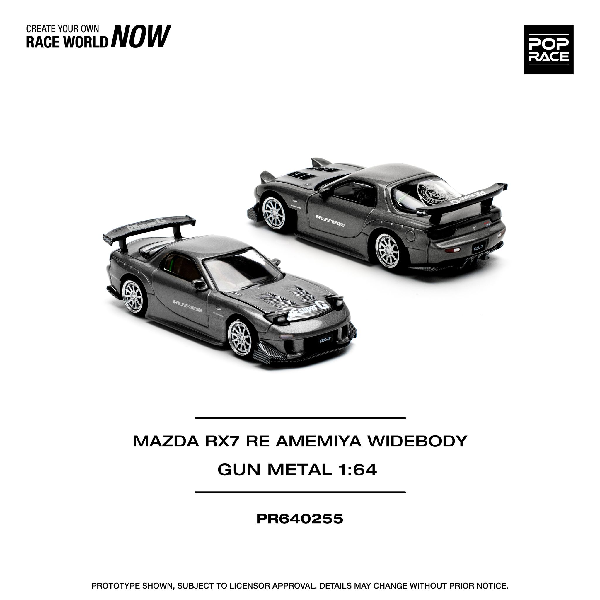 POP RACE MODEL 1/64 MAZDA RX7 RE-AMEMIYA - GUN METAL_2