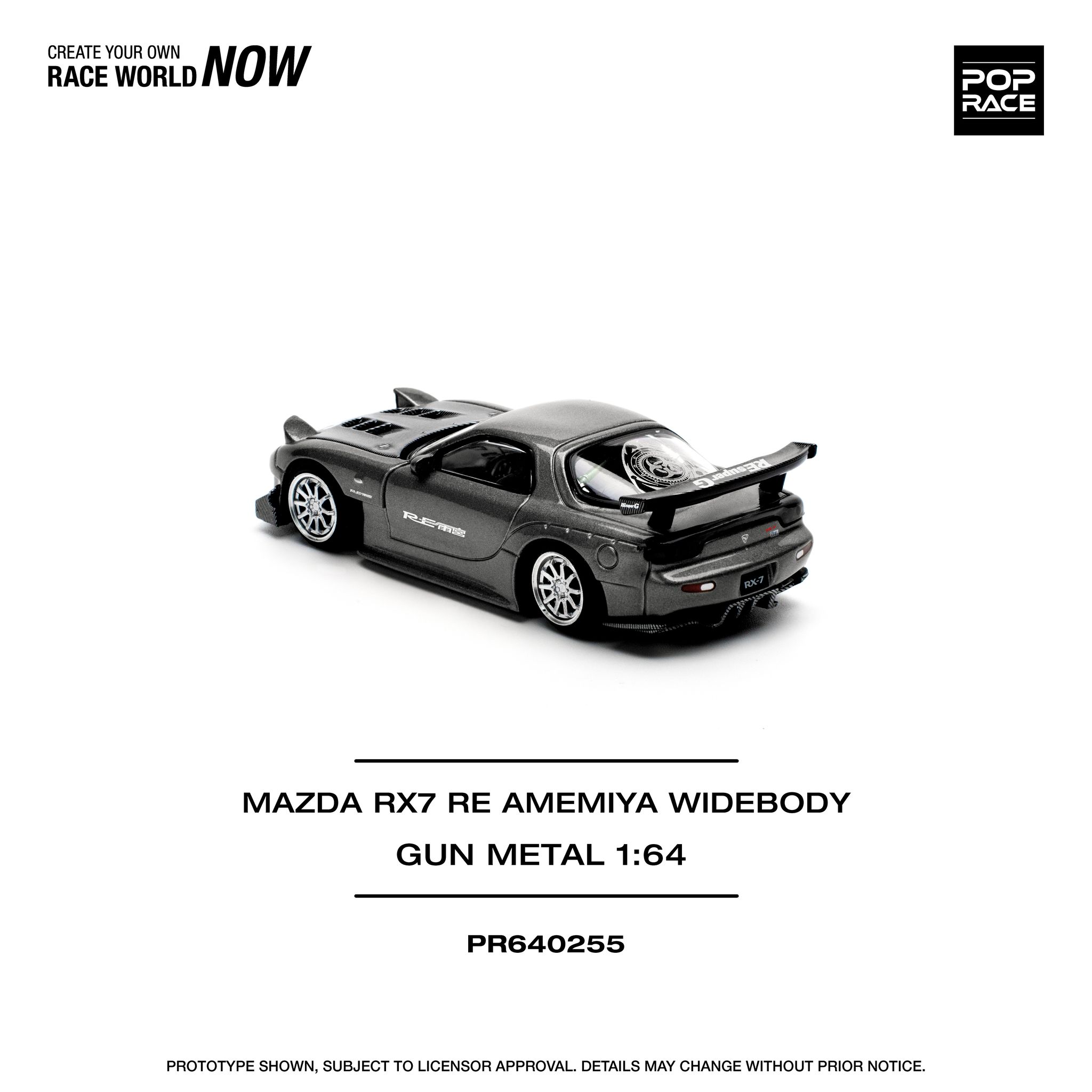 POP RACE MODEL 1/64 MAZDA RX7 RE-AMEMIYA - GUN METAL_5