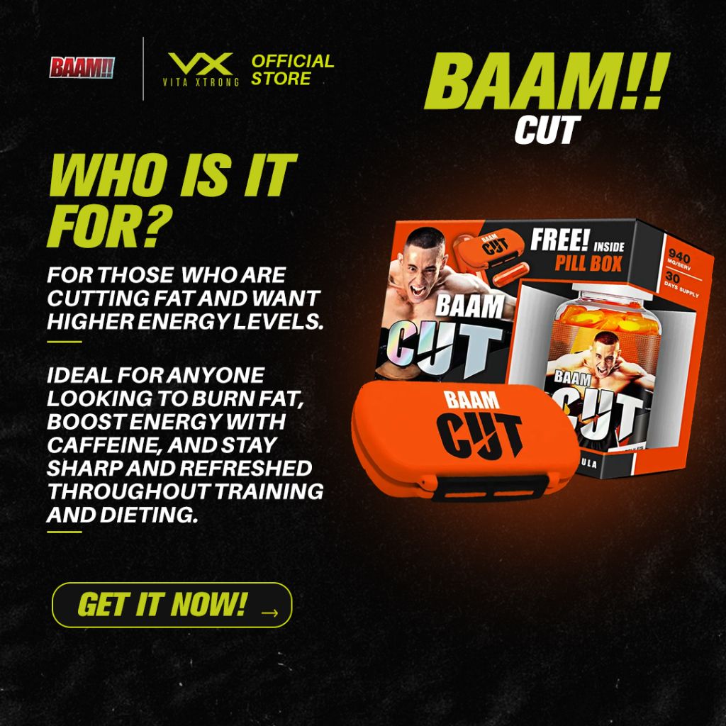 BAAM!! CUT FAT BURNER (60 Capsules / 30 Days Supply) | Metabolism Boost, Appetite Control, Energy Support + FREE Pill Box_2