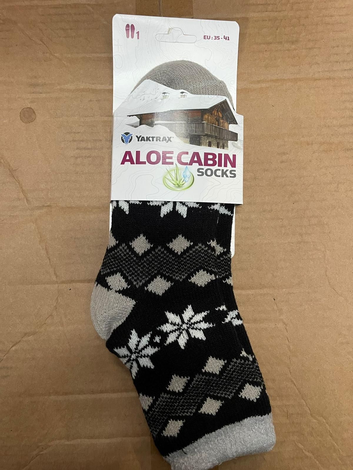 2 x Aloe cabin socks black/grey  Size 9-11 3 per pack_0
