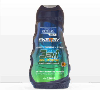 Gel Douche Venus Men Energy 3en1 – à l’Extrait de menthe poivrée- 250ml_0
