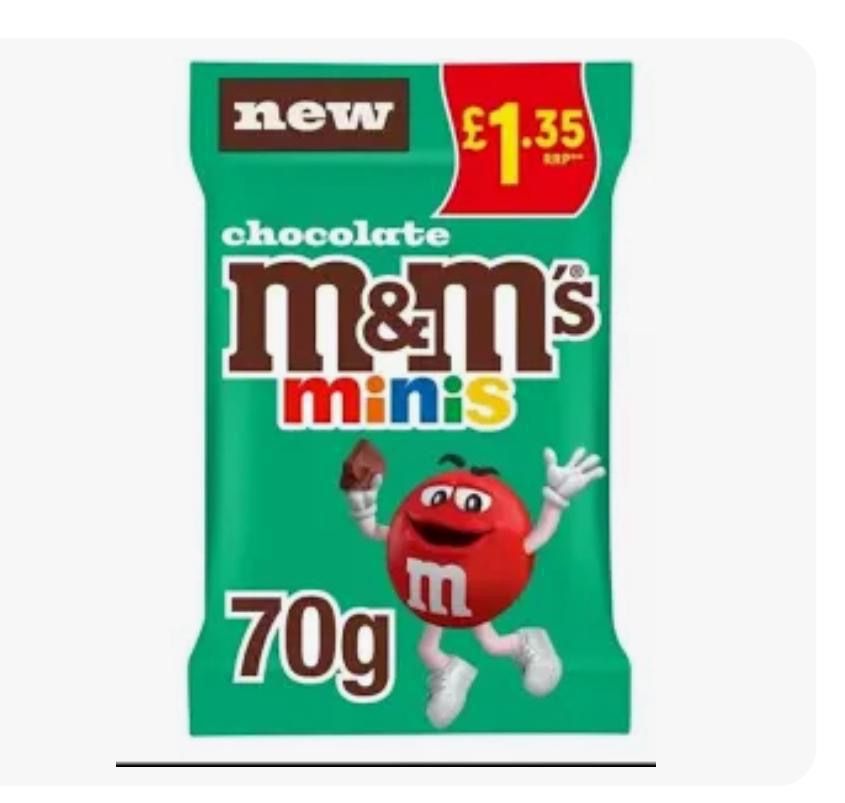 M&M chocolate minis £1.35pm  16x70g BBE 18/01/26 _0