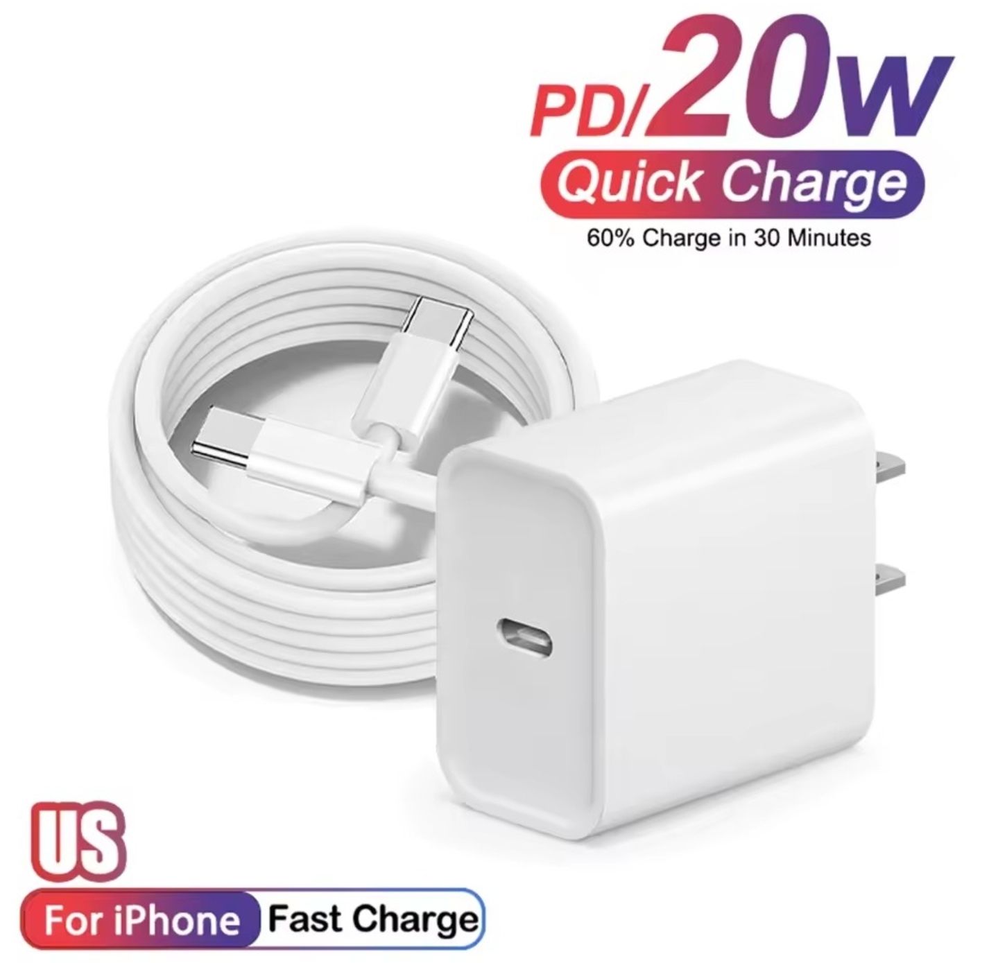 iPhone Type-C to Lightning Fast Charger (20w Block and 3ft Cable)_0