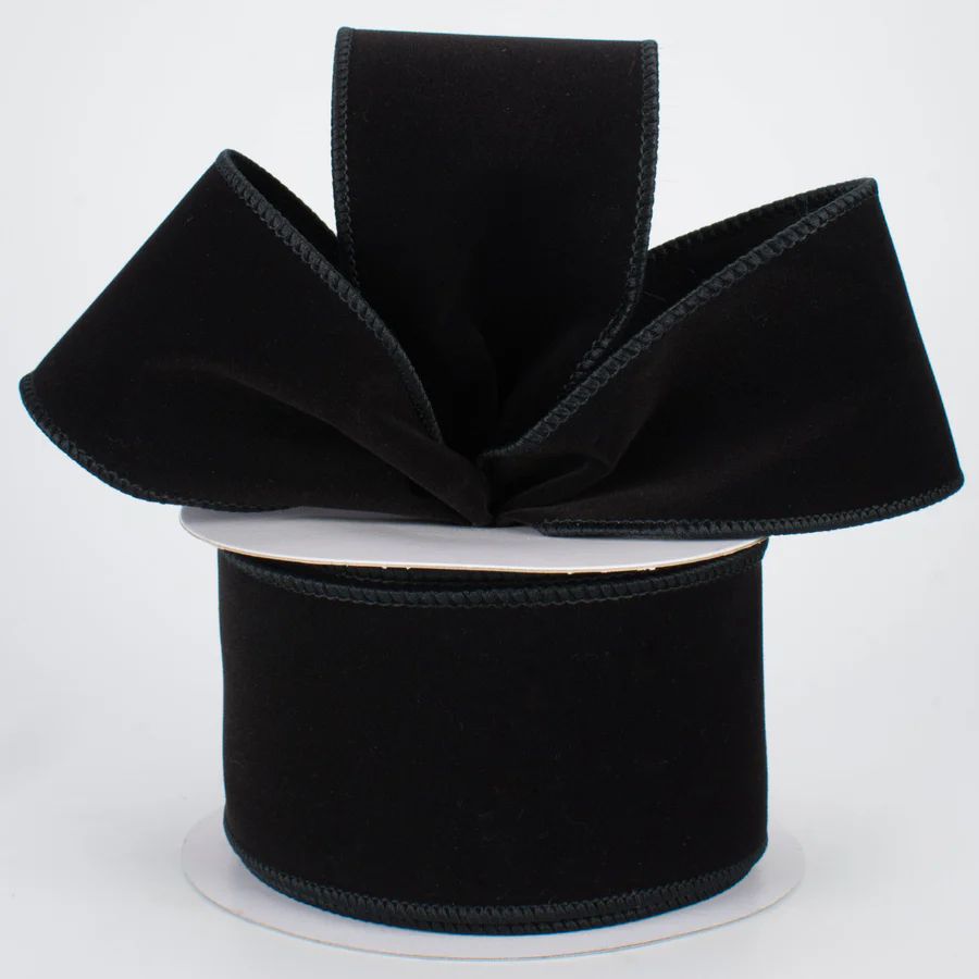 2.5” Wired Velvet Ribbon - Black (10yards)_0