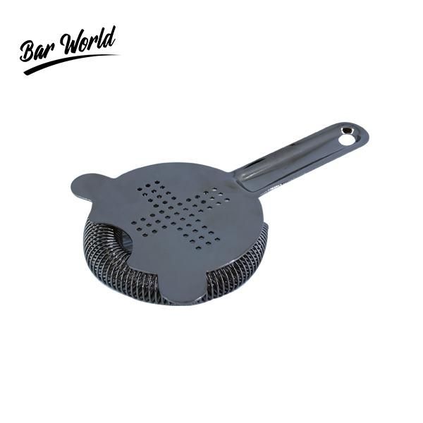 BAR WORLD GUNMETAL BLACK PLATED STRAINER WITH CROSSED APERTURES_0