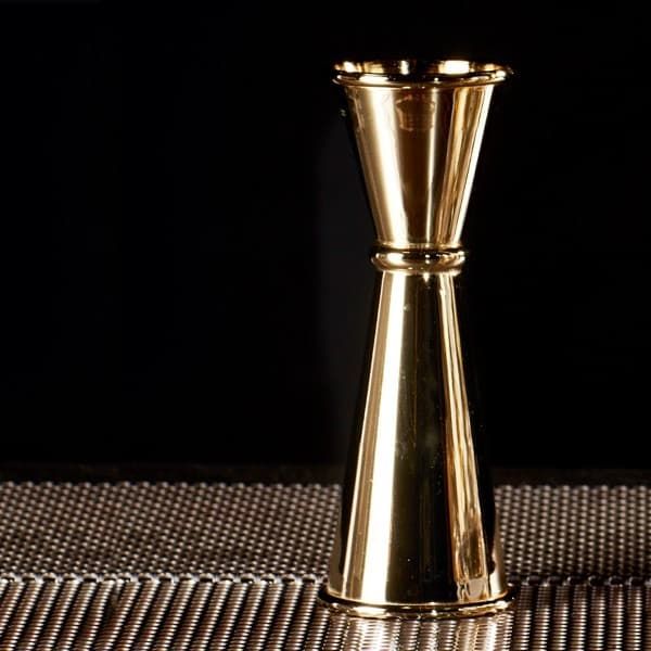 COCKTAIL KINGDOM JAPANESE STYLE JIGGERS GOLD 1 OZ OVER 2 0Z_1