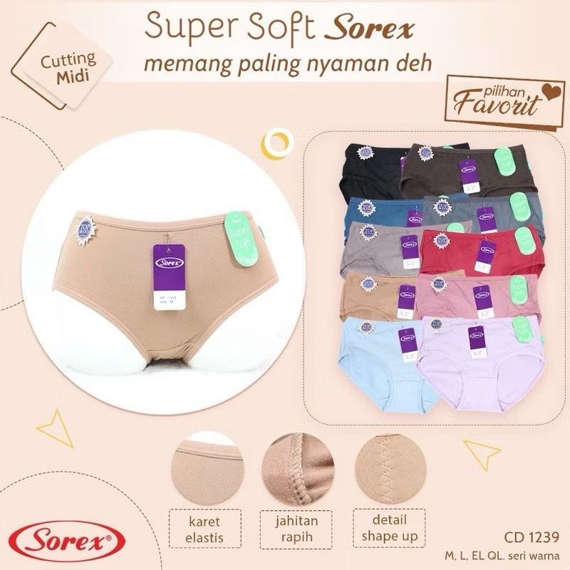 Sorex Cd 1239 Basic Super Soft Celana Dalam Wanita Adem Midi _1