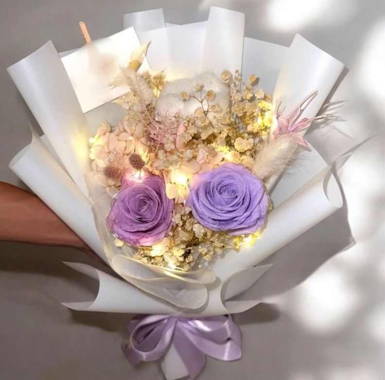 Mixed Purple Preserved Rose Bouquet (Purple Fantasy)_0