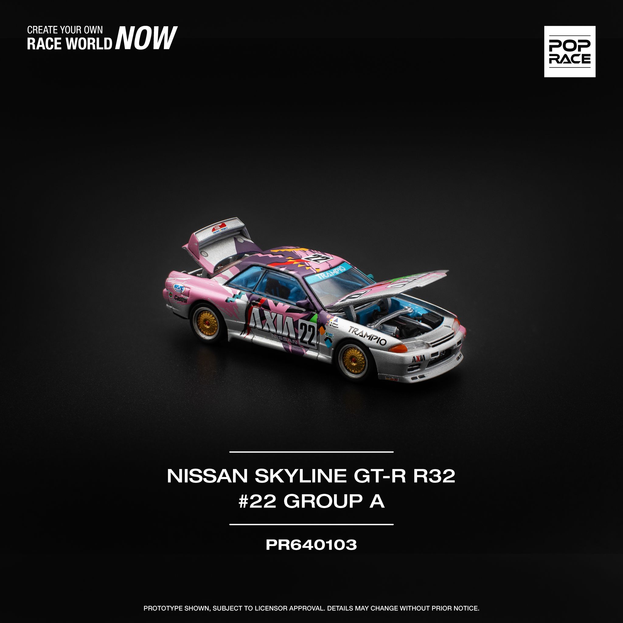 POP RACE MODEL 1/64 NISSAN SKYLINE GT-R (R32) - #22 AXIA GROUP A_4