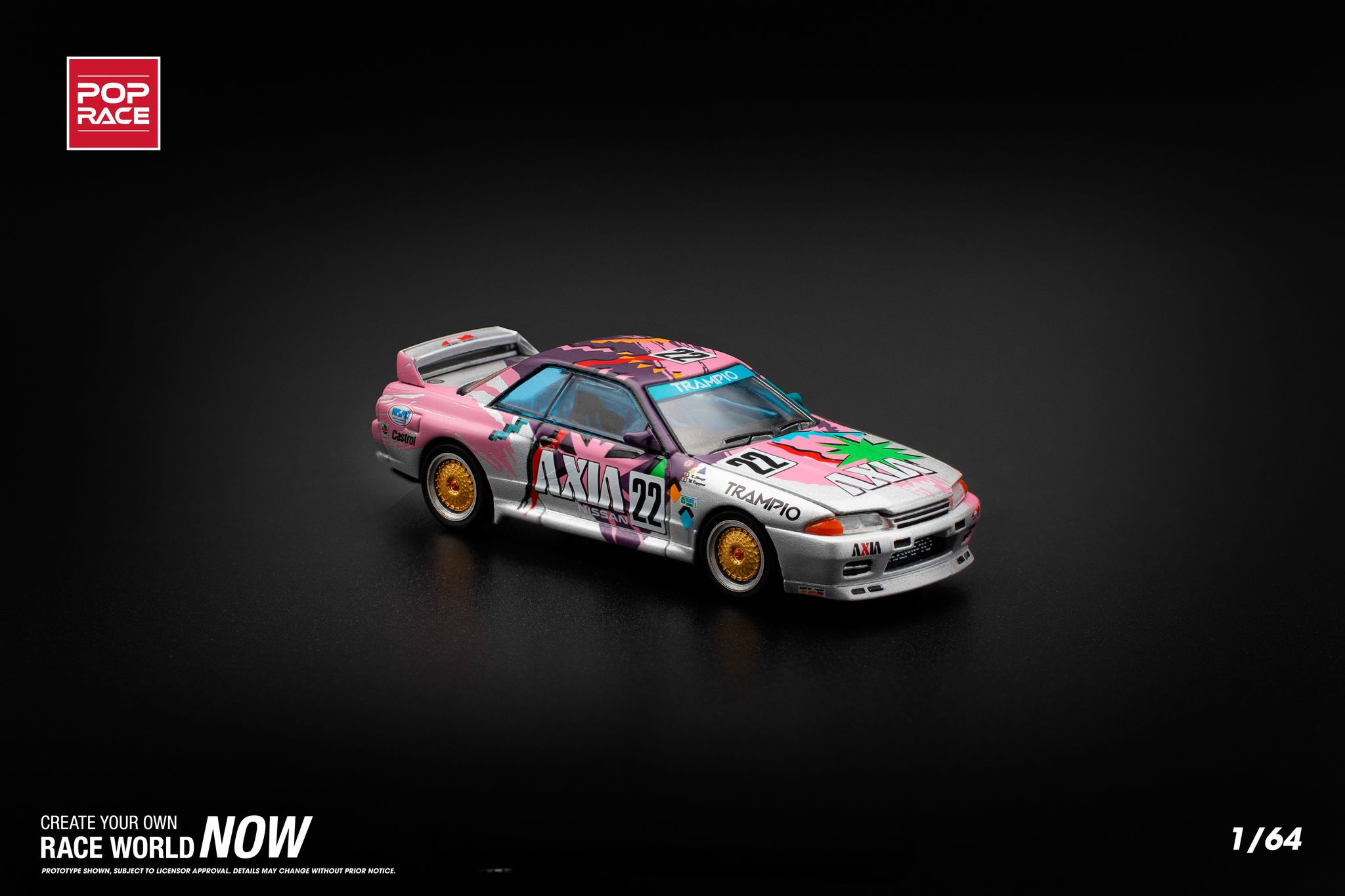 POP RACE MODEL 1/64 NISSAN SKYLINE GT-R (R32) - #22 AXIA GROUP A_0