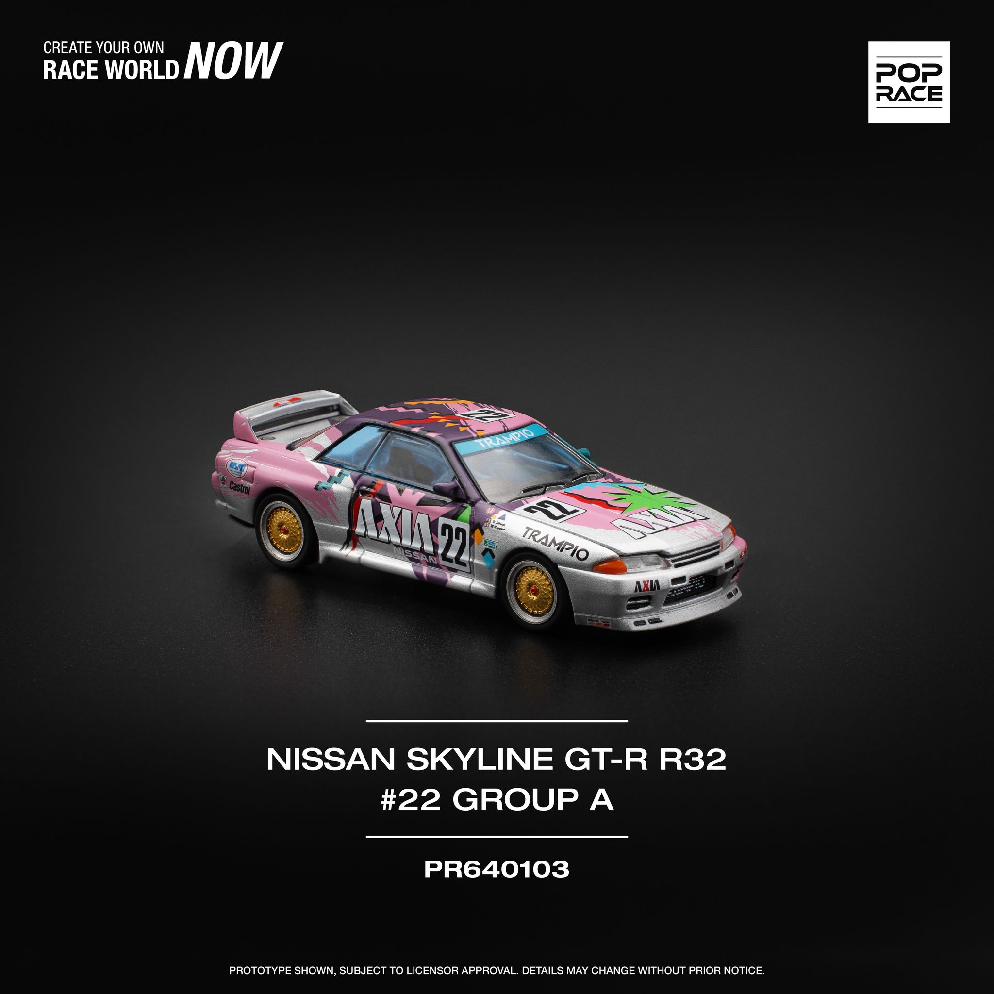 POP RACE MODEL 1/64 NISSAN SKYLINE GT-R (R32) - #22 AXIA GROUP A_5