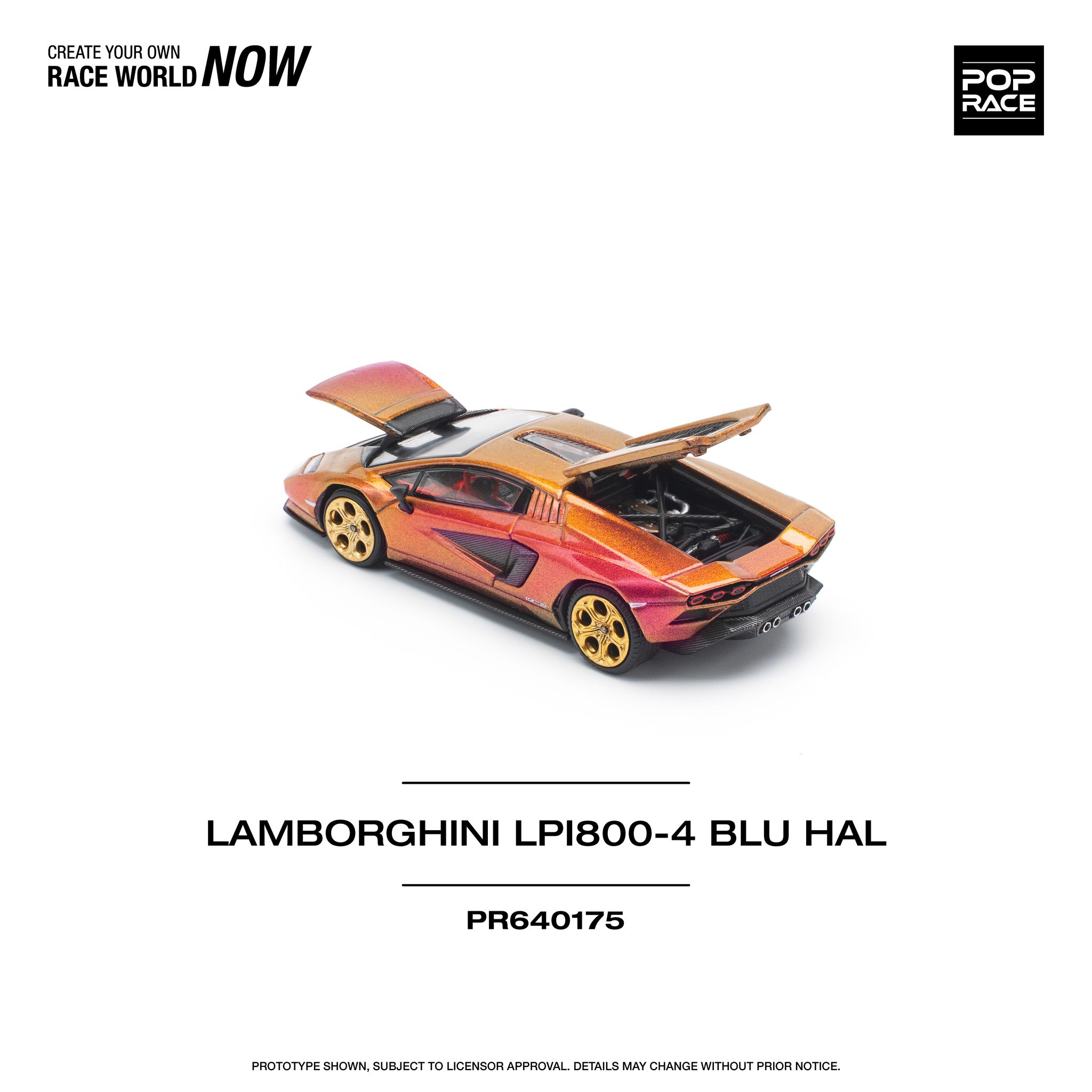 POP RACE MODEL 1/64 LAMBORGHINI COUNTACH LP 800-4 BLU HAL_4