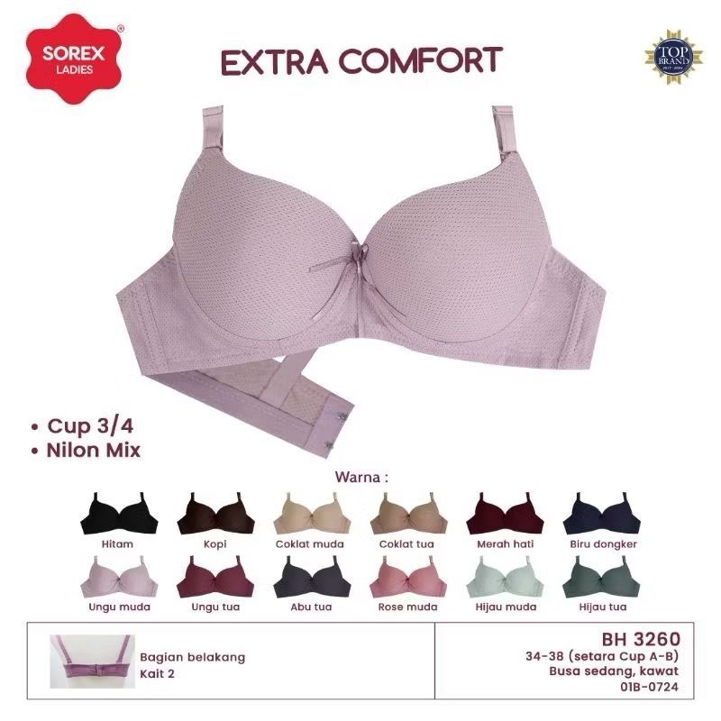 Sorex Bra 3260 Extra Comfort Busa Sedang Kawat Kait 2 Cup B_4