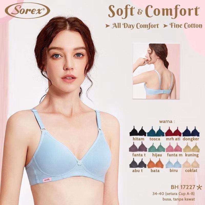 Bra BH Sorex 17227 Tanpa Kawat Busa Tipis CUP B UK 34-40_1