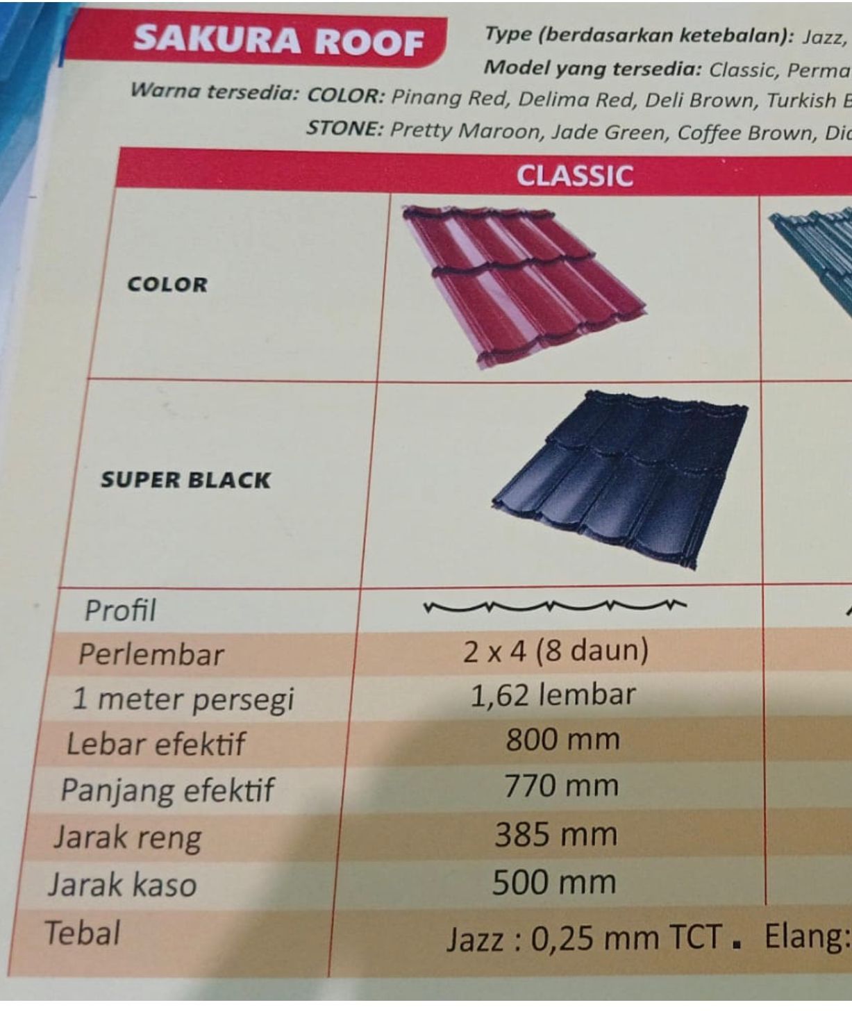 Genteng Metal Sakura Colour Model Klasik_1
