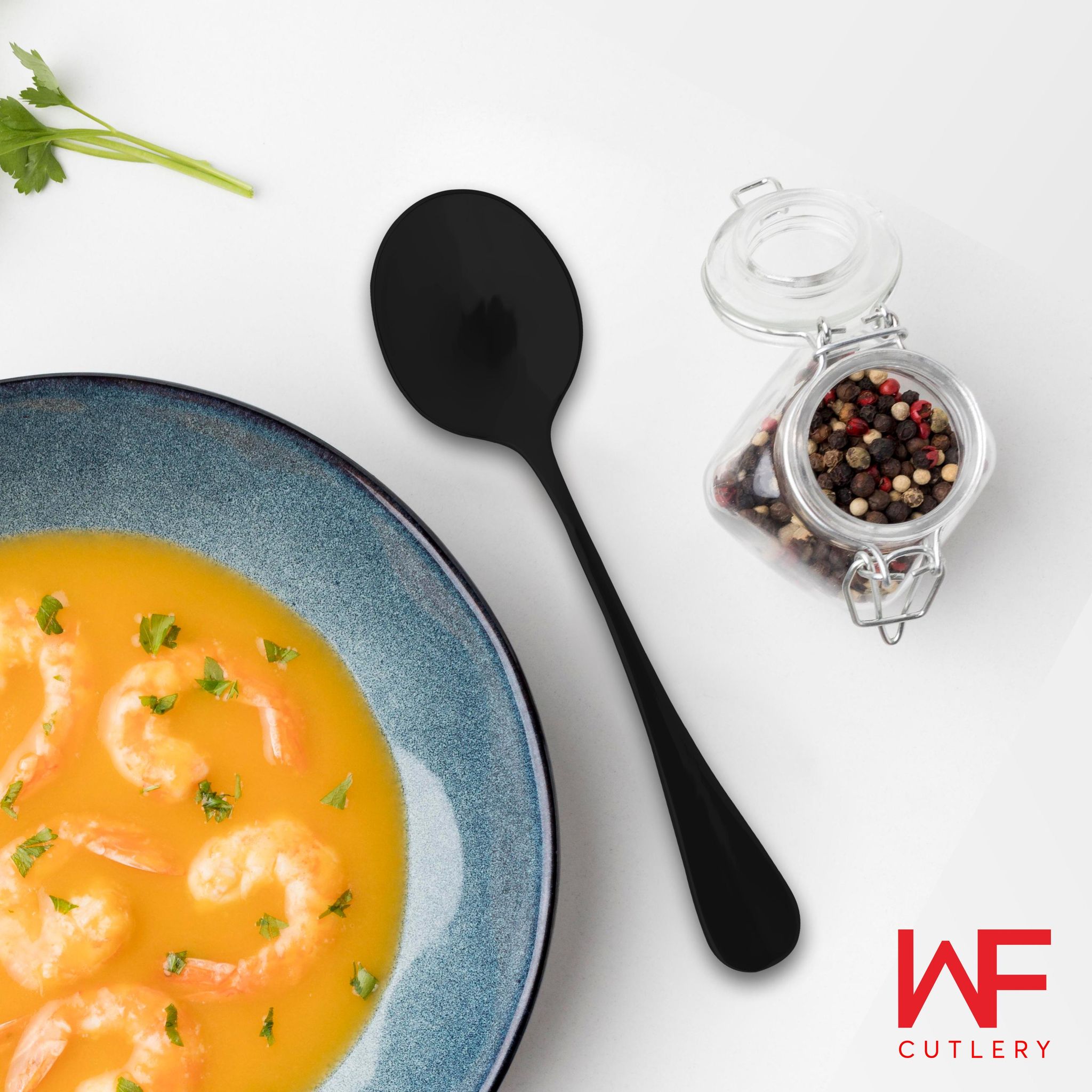 WF JUSTIN ROUND SOUP SPOON SATIN BLACK SET/4 SENDOK SUP PREMIUM_1