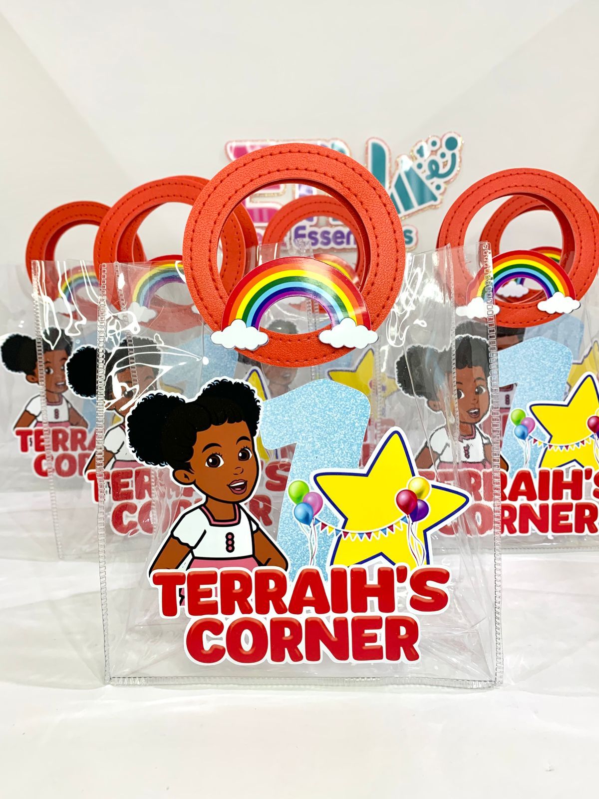 3D RED HANDLE CLEAR PARTY BAGS (EMPTY) _1